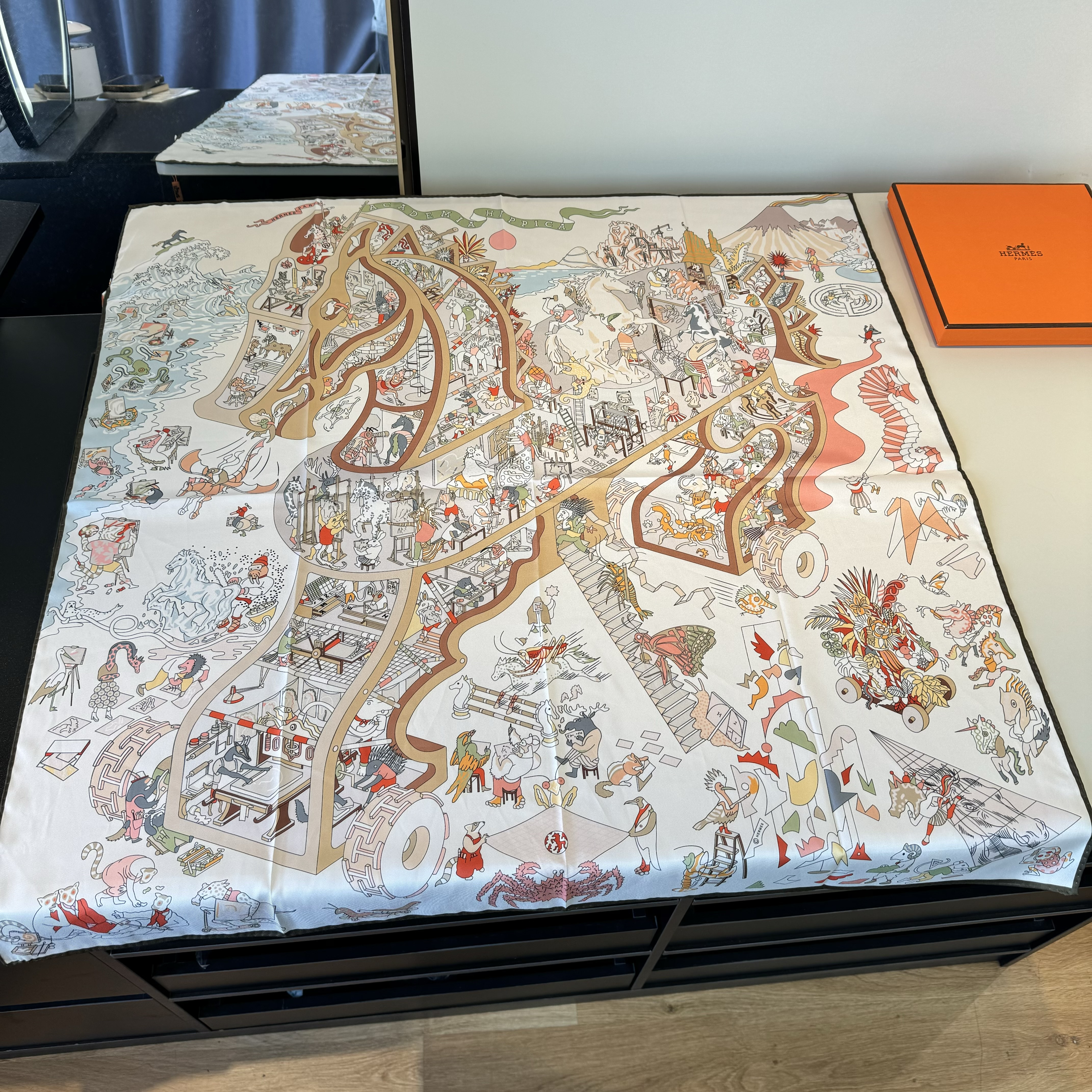 エルメス HERMES シルク アカデミア・イピカ ブラン スカーフ90 ジャン ヴェール 5色 - 画像 3
