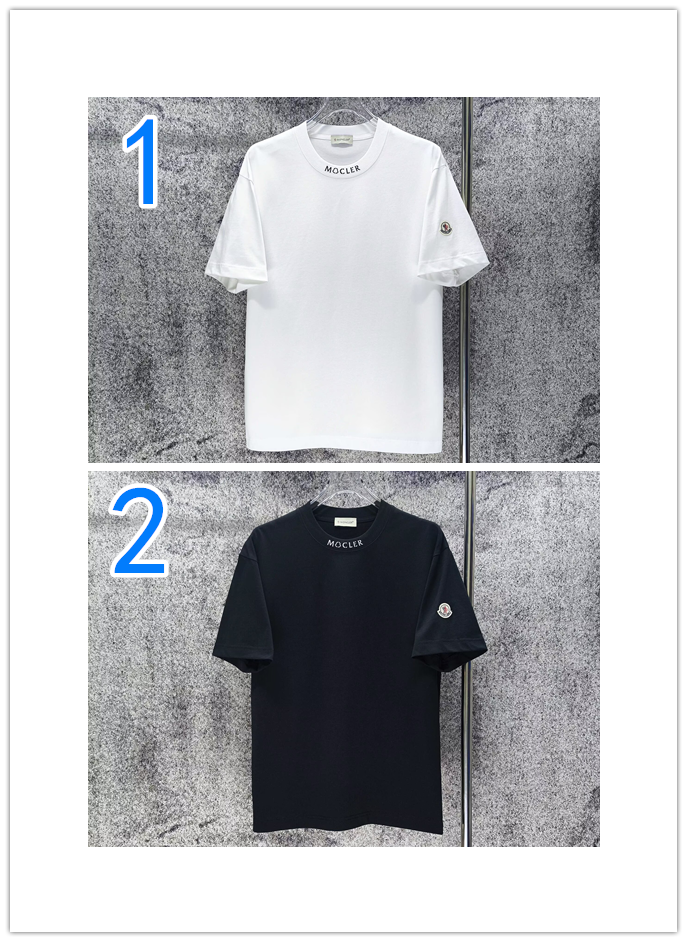 モンクレール　MONCLER　半袖シャツ　オシャレTシャツ　クルーネックシャツ　ブラック/ホワイト　男女兼用　カップルシャツ　 T-shirt　2色