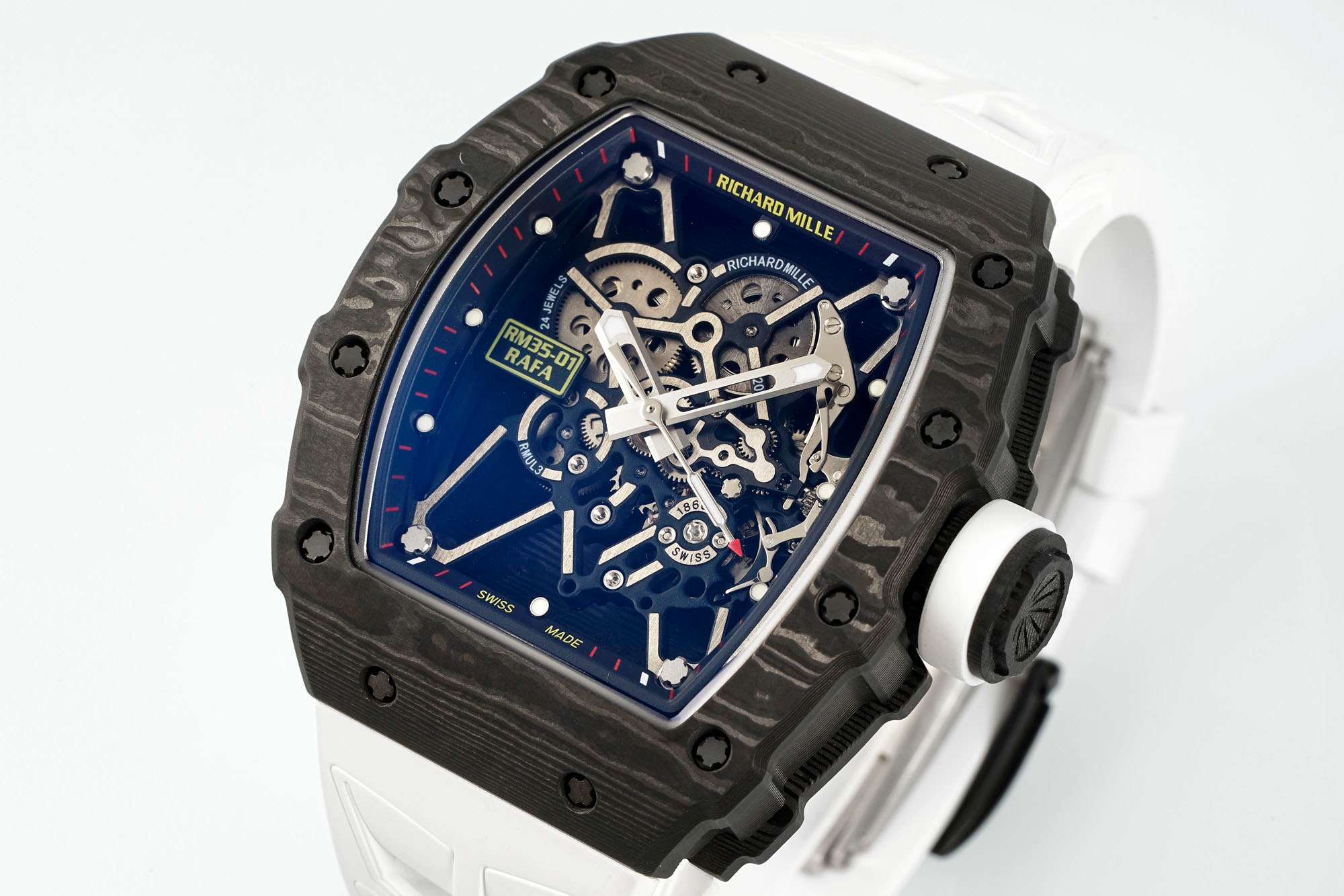 RICHARD MILLE リチャードミラー 腕時計 メンズ 自動巻き 軽量 ブラック ホワイト - 画像 3