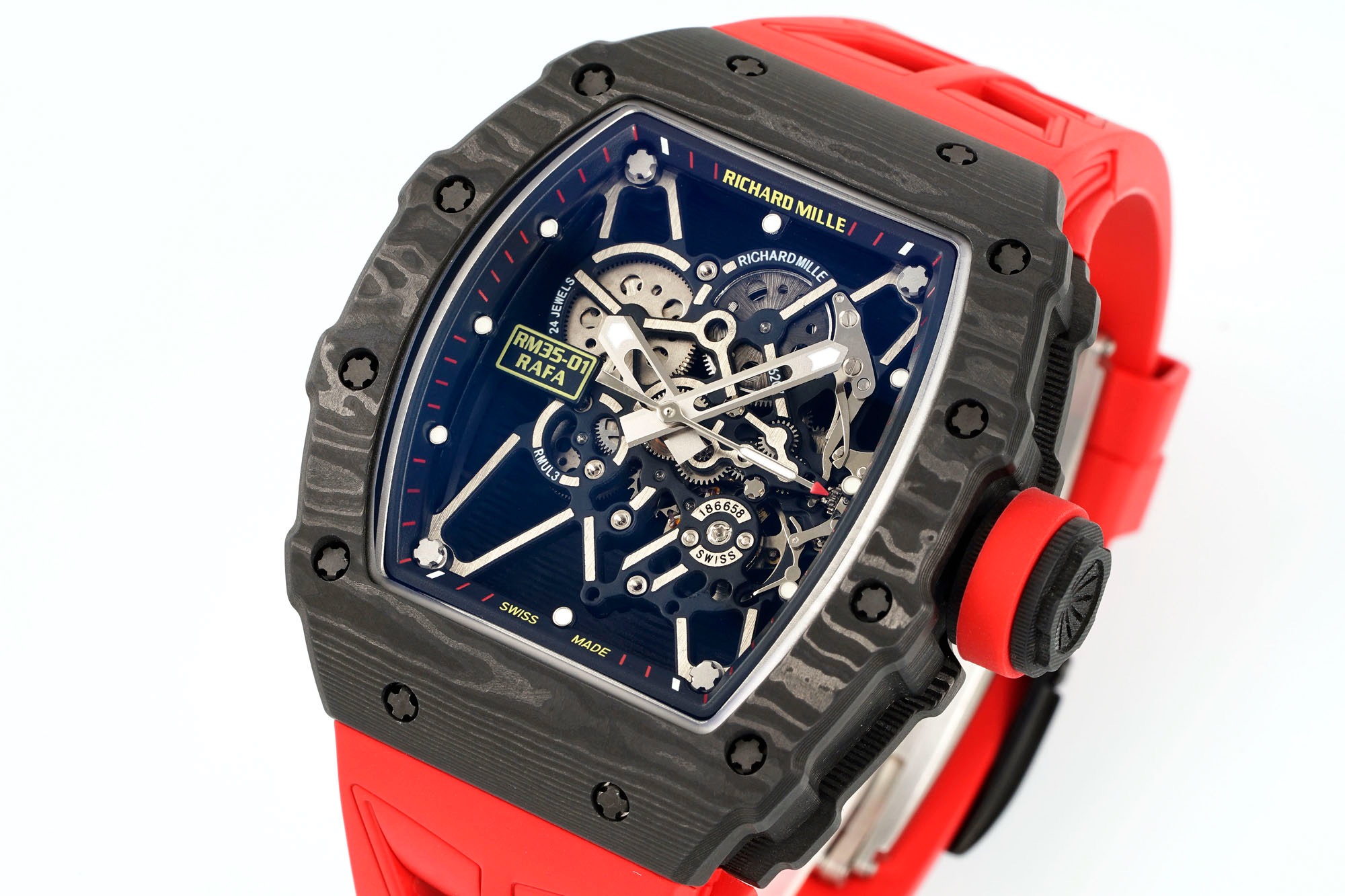 RICHARD MILLE リチャードミラー 腕時計 メンズ 自動巻き 本革 ブラック レッド - 画像 3