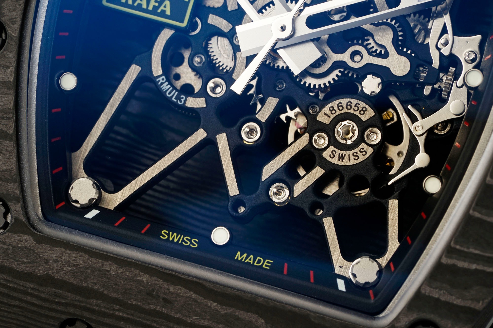 RICHARD MILLE リチャードミラー 腕時計 メンズ 自動巻き 本革 ブラック レッド - 画像 5