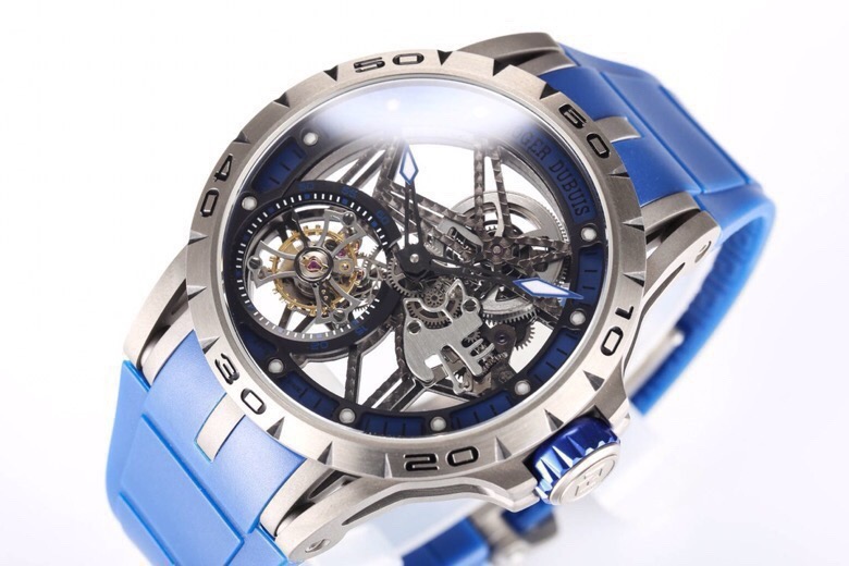 ROGER DUBUIS ロジェデュビュー 腕時計 メンズ トゥールビヨン 本革 45mm ブルー - 画像 2