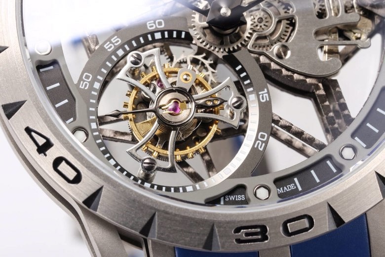 ROGER DUBUIS ロジャードゥビーズ 腕時計 メンズ 一體式陀飛輪 メカニカル ブルー - 画像 4