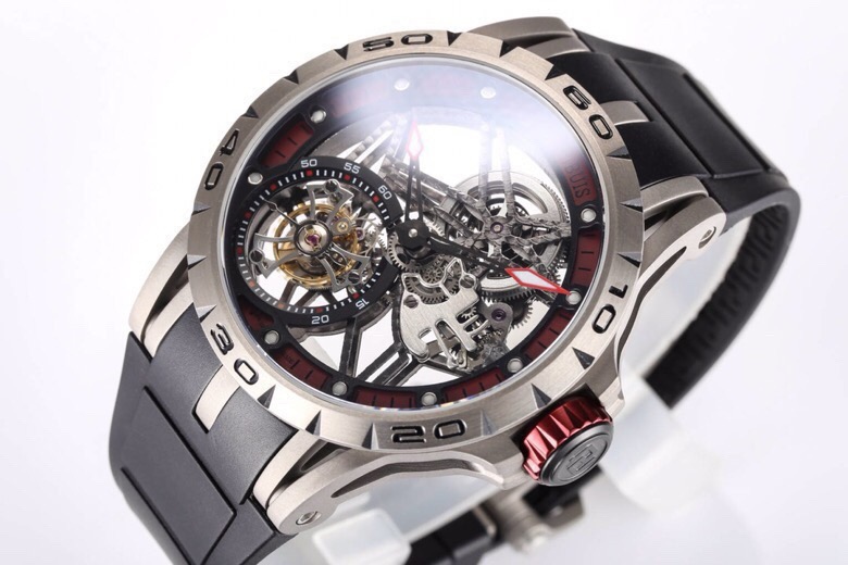 ROGER DUBUIS ロジェデュビュイ 腕時計 メンズ 一體陀飛輪 メカニカル 45mm ブラック - 画像 4