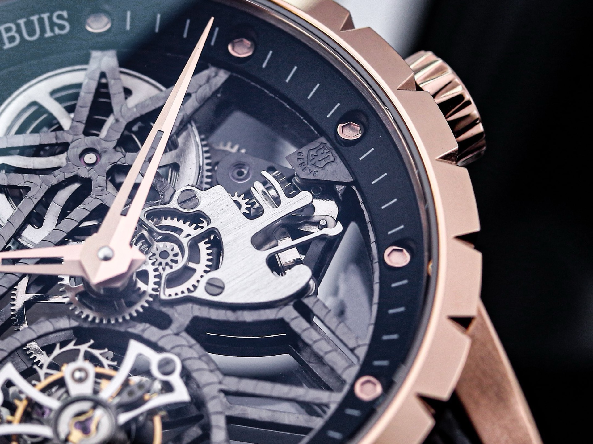 ROGER DUBUIS ロジェデュブイ 腕時計 メンズ 一体型トゥールビヨン ムーブメント ブラック - 画像 5