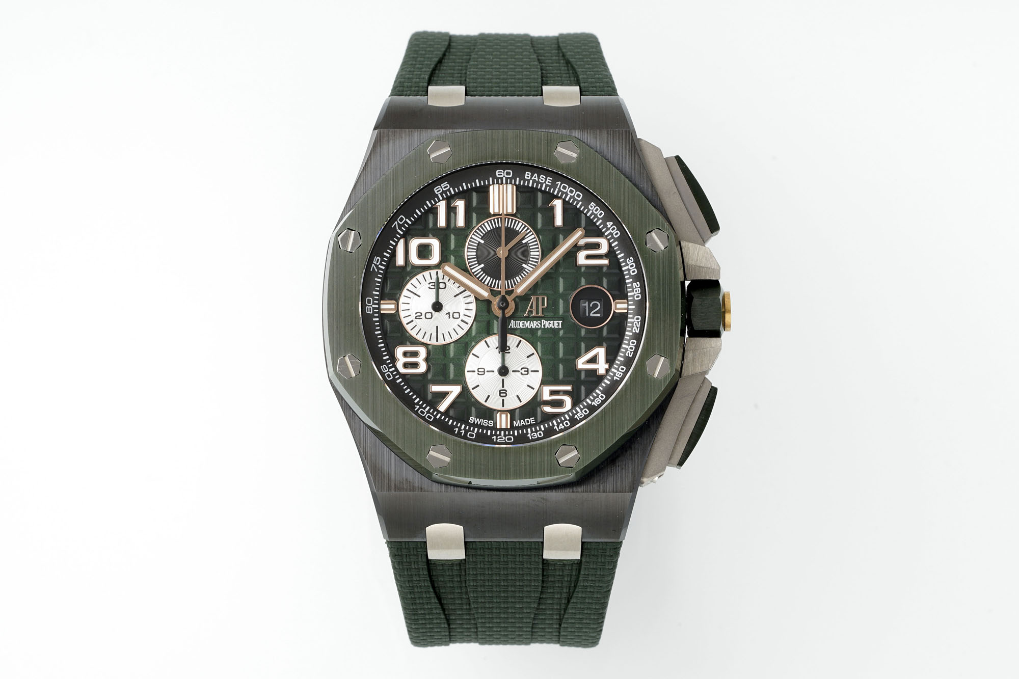 AP AUDERMARS PIGUET オーデマ・ピゲ メンズ 腕時計 クロノグラフ 本革 軽量 グリーン
