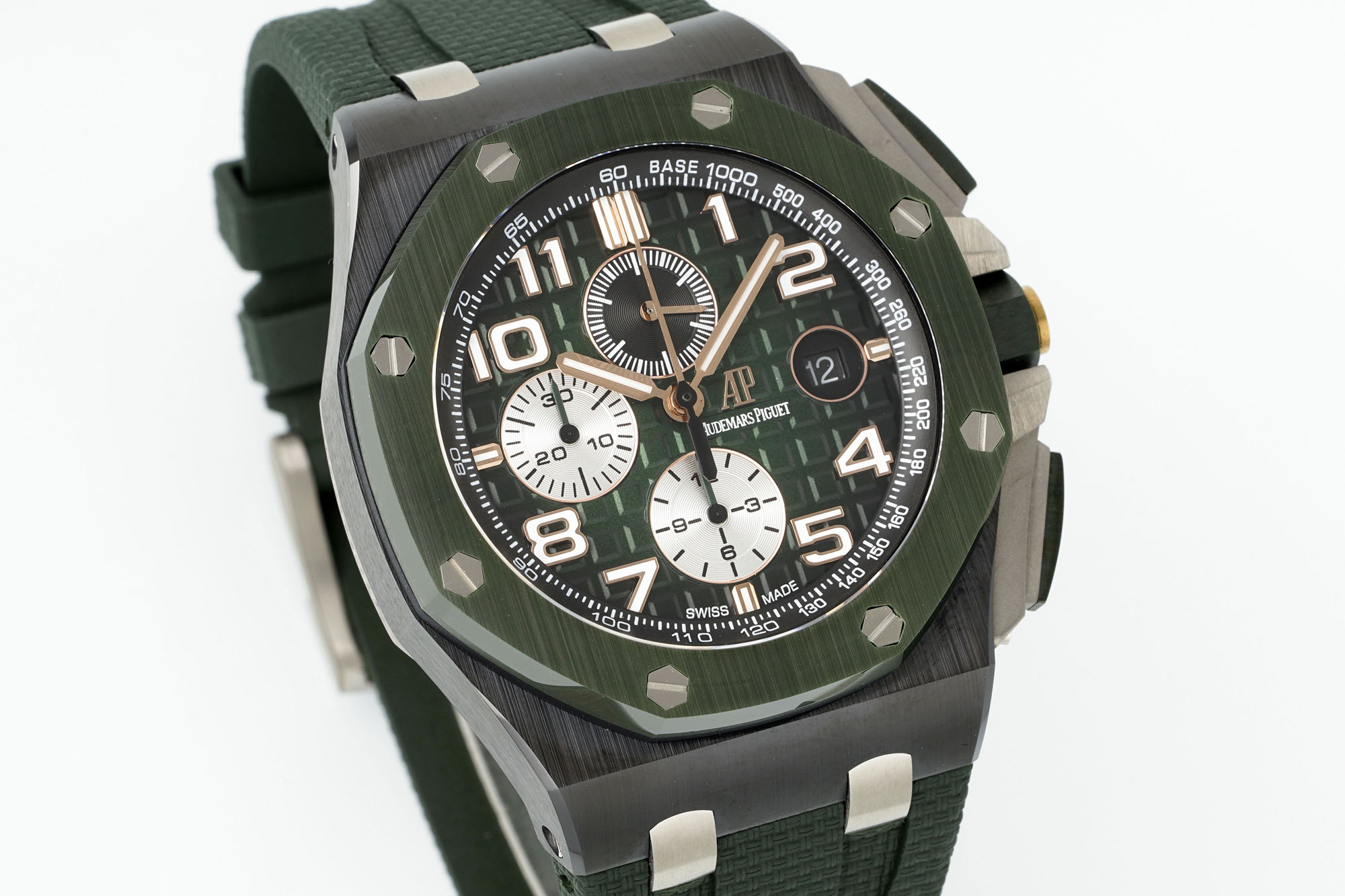 AP AUDERMARS PIGUET オーデマ・ピゲ メンズ 腕時計 クロノグラフ 本革 軽量 グリーン - 画像 2