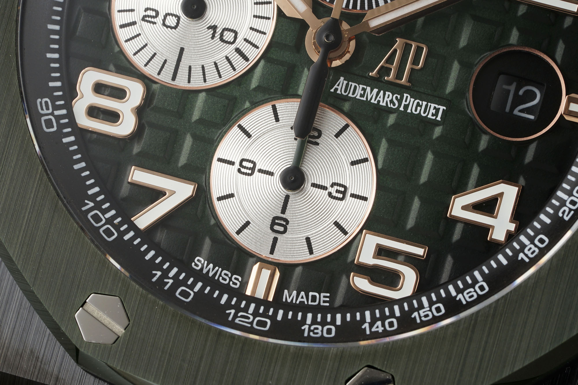AP AUDERMARS PIGUET オーデマ・ピゲ メンズ 腕時計 クロノグラフ 本革 軽量 グリーン - 画像 5