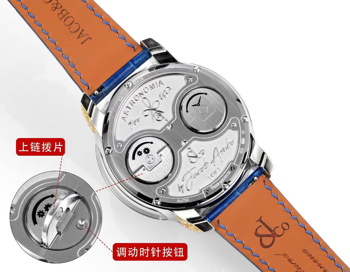 JACOB&CO ジェイコブ メンズ 腕時計 ダイヤルにダリア ダイヤモンド ブルーレザーベルト ブルー - 画像 8