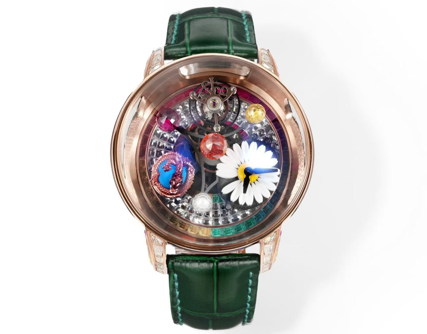 JACOB&CO ジェイコブ メンズ 腕時計 フライト陀飛輪 ダイアモンド レザーベルト グリーン