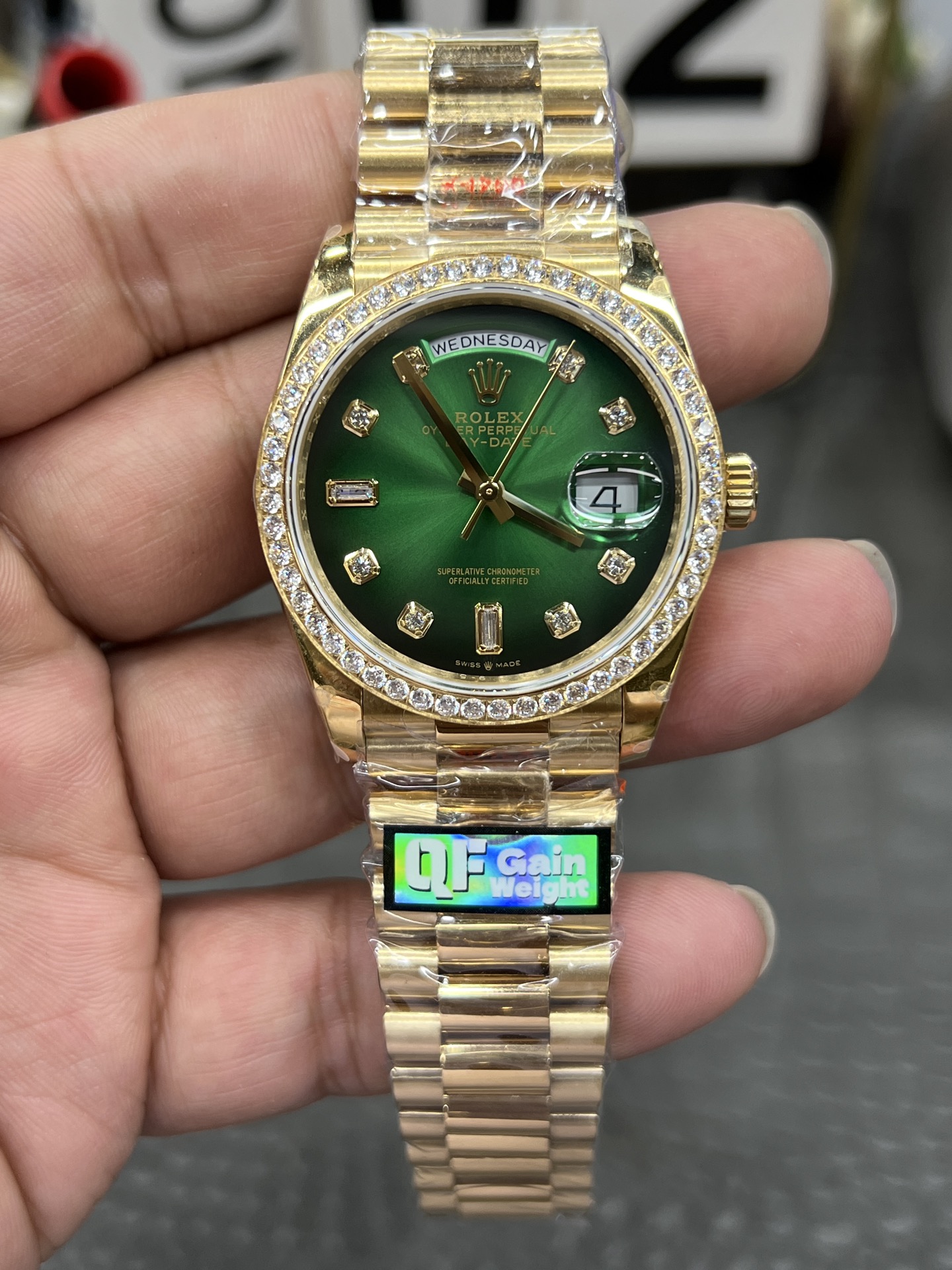 ROLEX ロレックス 星期日型 腕時計 メンズ 自動巻き 機械式 36mm 煙燻緑 ダイヤル インデックス 157g 重し付き