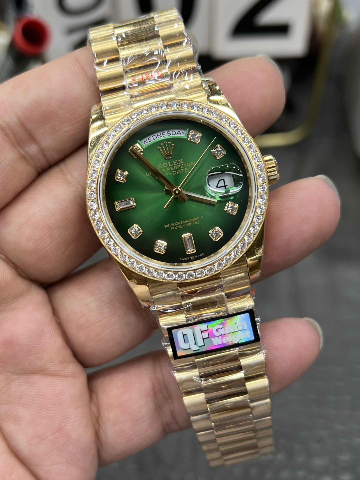 ROLEX ロレックス 星期日型 腕時計 メンズ 自動巻き 機械式 36mm 煙燻緑 ダイヤル インデックス 157g 重し付き - 画像 2
