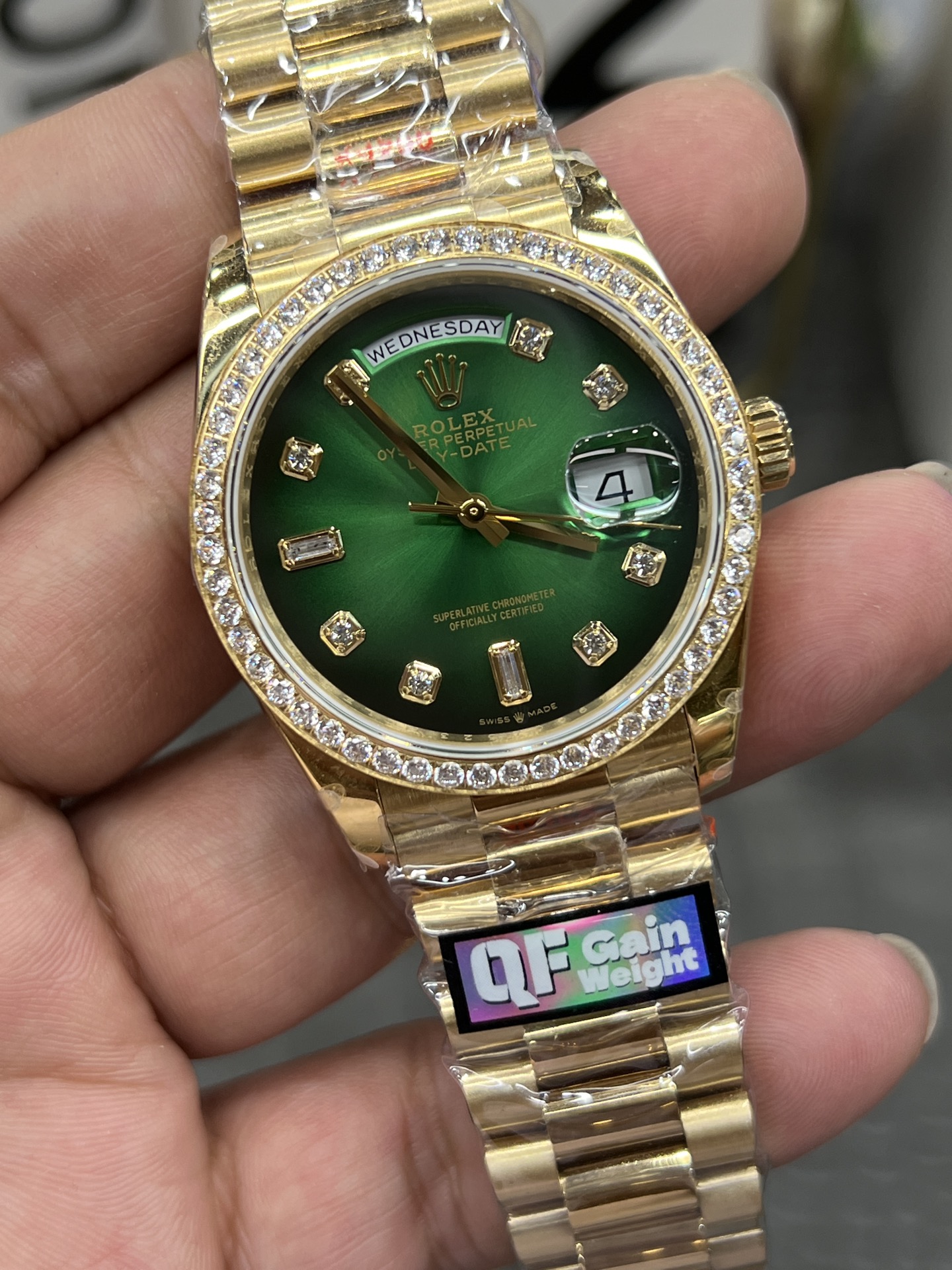 ROLEX ロレックス 星期日型 腕時計 メンズ 自動巻き 機械式 36mm 煙燻緑 ダイヤル インデックス 157g 重し付き - 画像 5