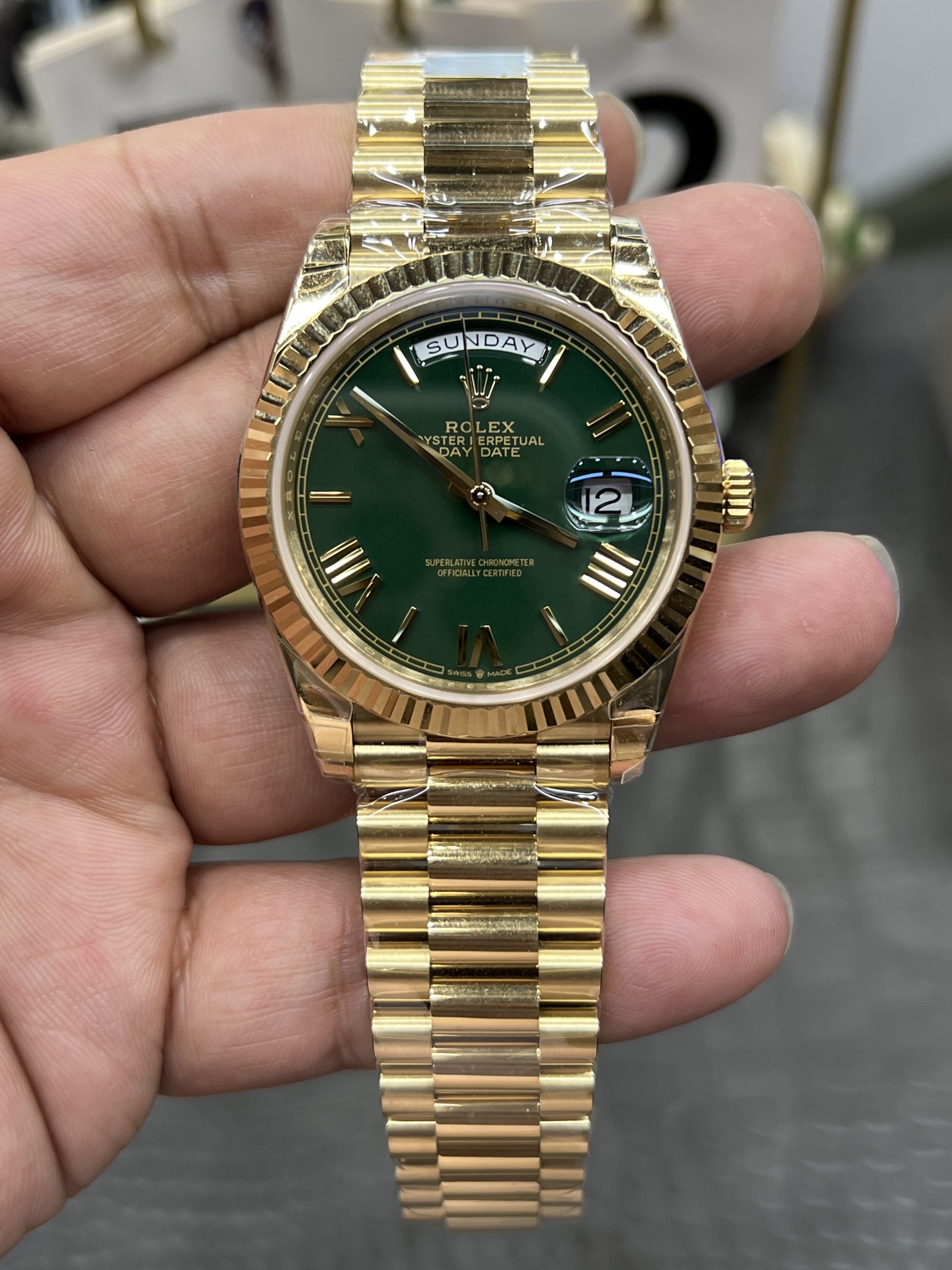 ROLEX ロレックス 星期日型 腕時計 メンズ 自動巻き 40mm グリーン ブラック - 画像 1