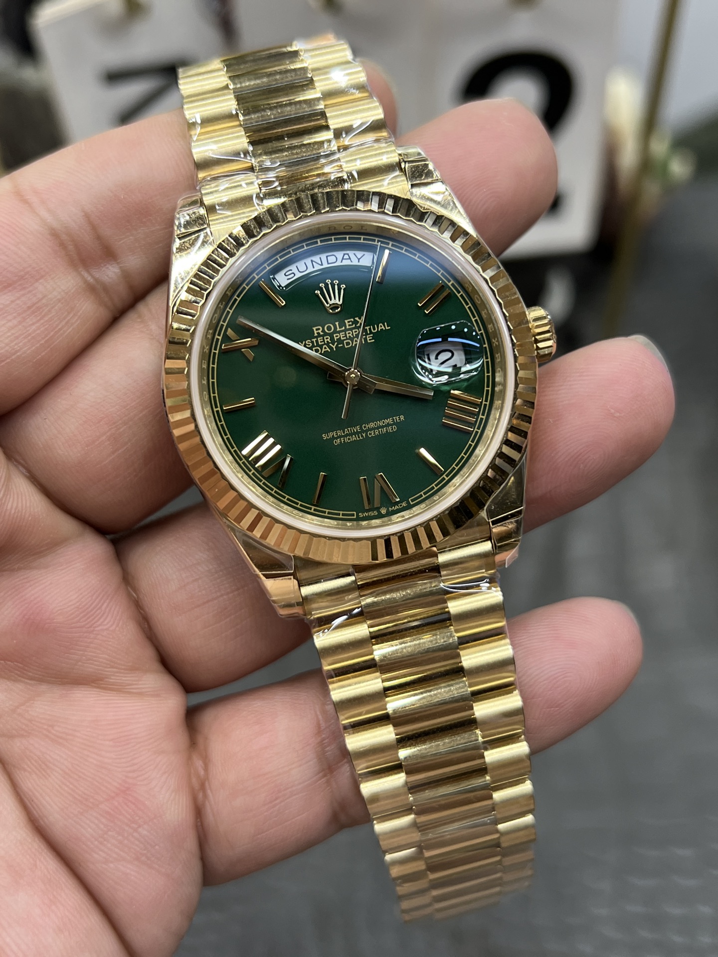 ROLEX ロレックス 星期日型 腕時計 メンズ 自動巻き 40mm グリーン ブラック - 画像 2