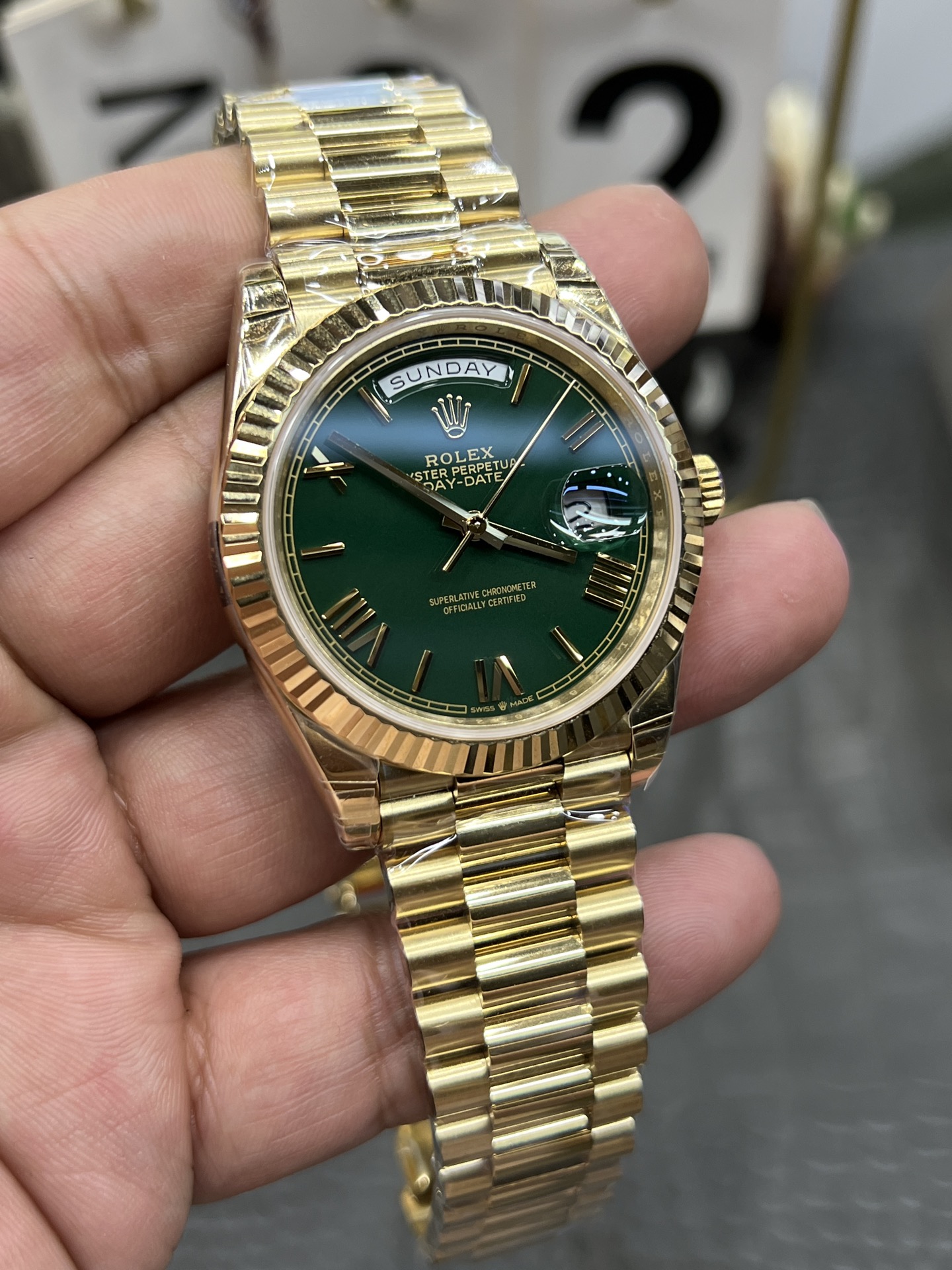 ROLEX ロレックス 星期日型 腕時計 メンズ 自動巻き 40mm グリーン ブラック - 画像 3