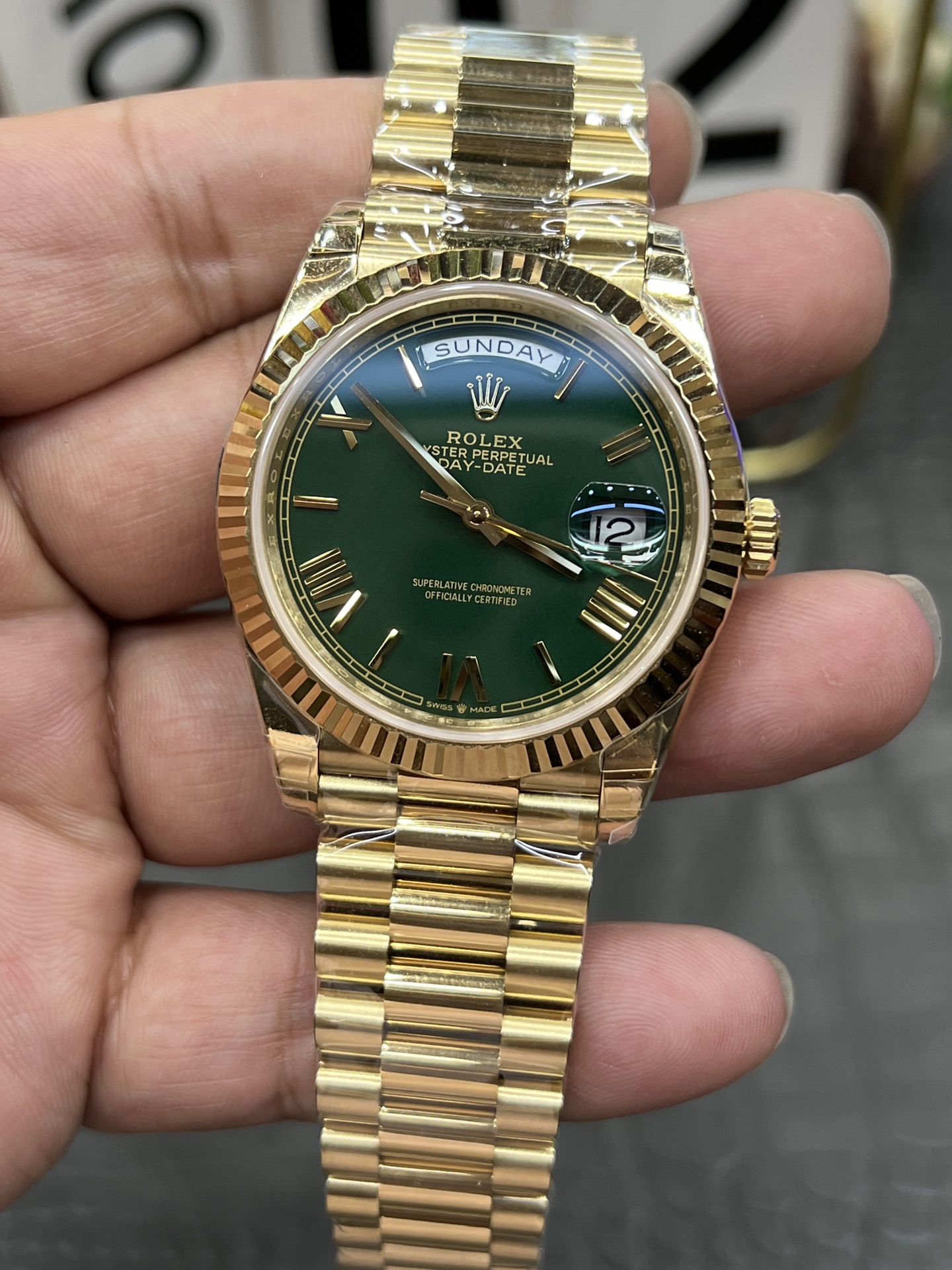 ROLEX ロレックス 星期日型 腕時計 メンズ 自動巻き 40mm グリーン ブラック - 画像 4