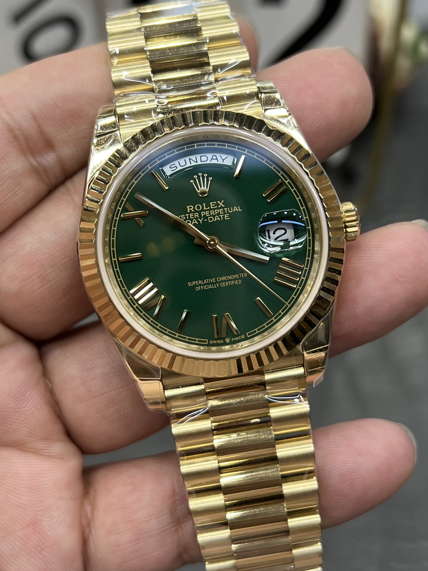 ROLEX ロレックス 星期日型 腕時計 メンズ 自動巻き 40mm グリーン ブラック - 画像 5