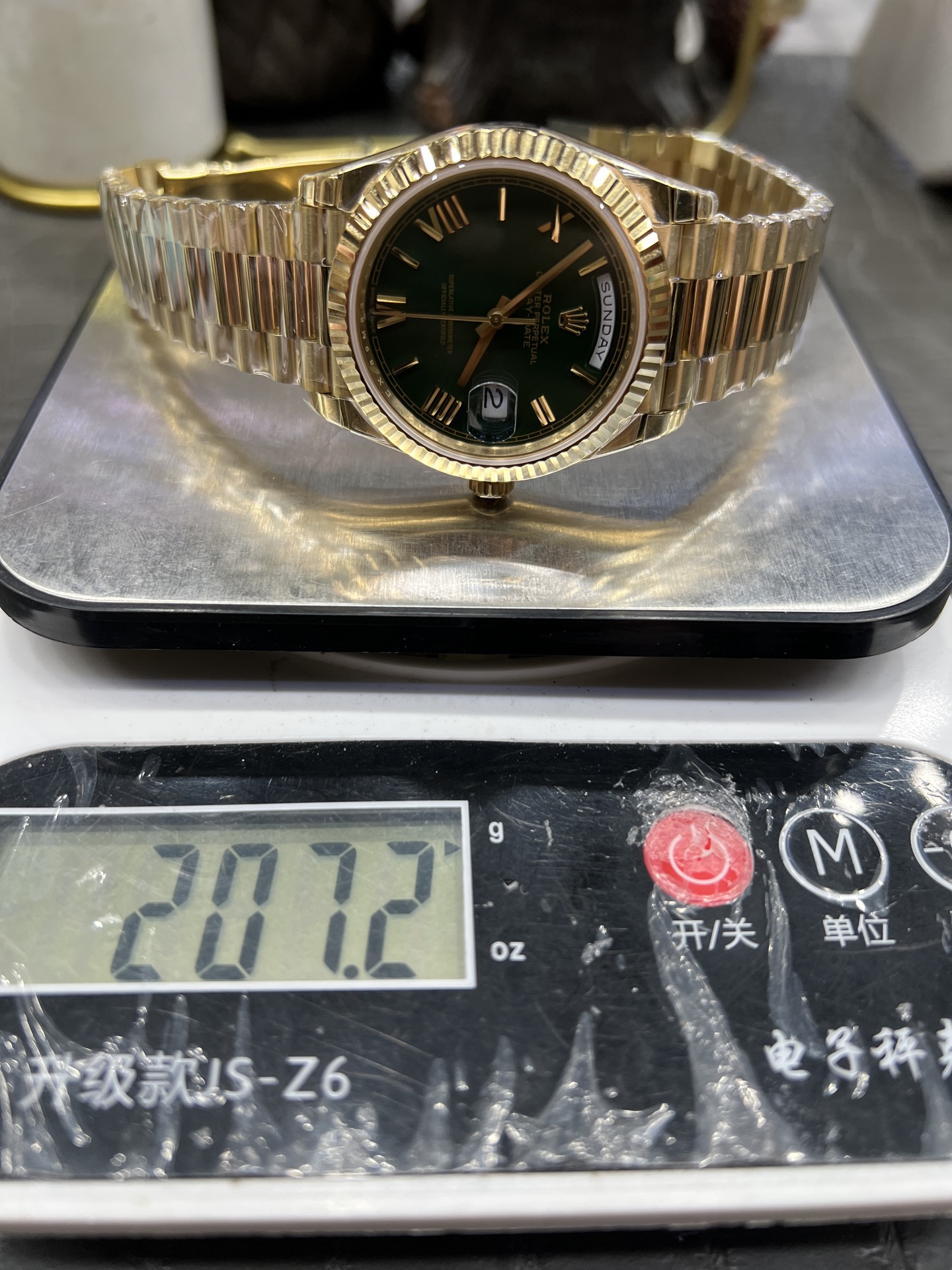 ROLEX ロレックス 星期日型 腕時計 メンズ 自動巻き 40mm グリーン ブラック - 画像 9