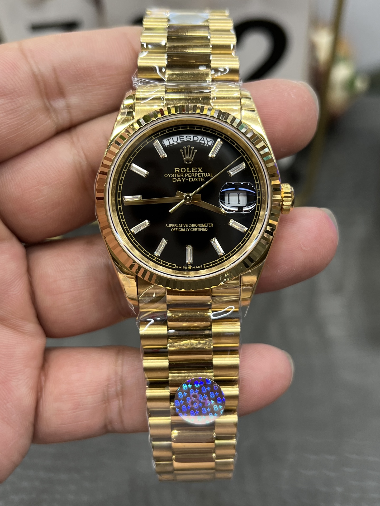 ROLEX ロレックス デイトジャスト 腕時計 メンズ 自動巻き 機械式 36mm ブラック ゴールド - 画像 1