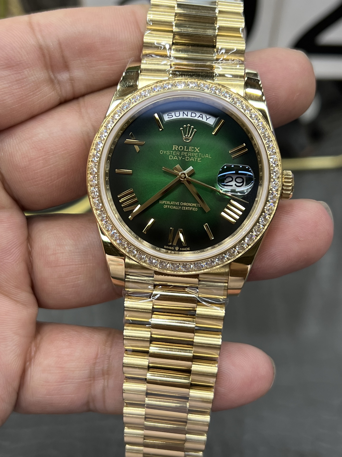 ROLEX ロレックス デイトジャスト 腕時計 メンズ 自動巻き 40mm グリーン ダイヤル ブラック - 画像 4