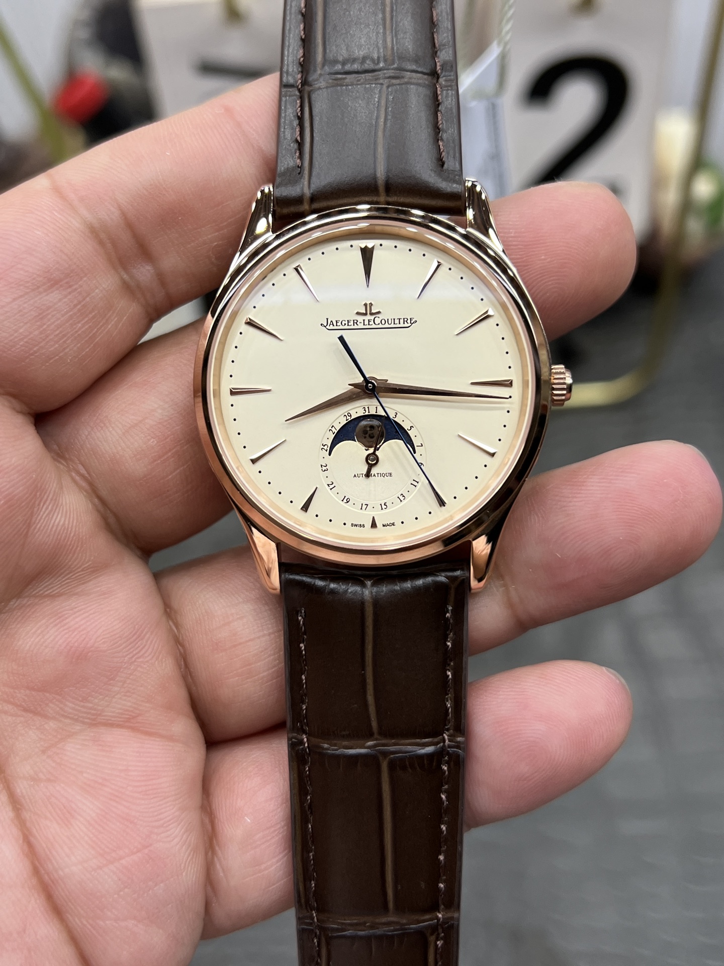 JAEGER-LECOULTRE ジャガー・ルコルト 腕時計 メンズ 月相表示 自動巻き 39mm ローズゴールド ブラック