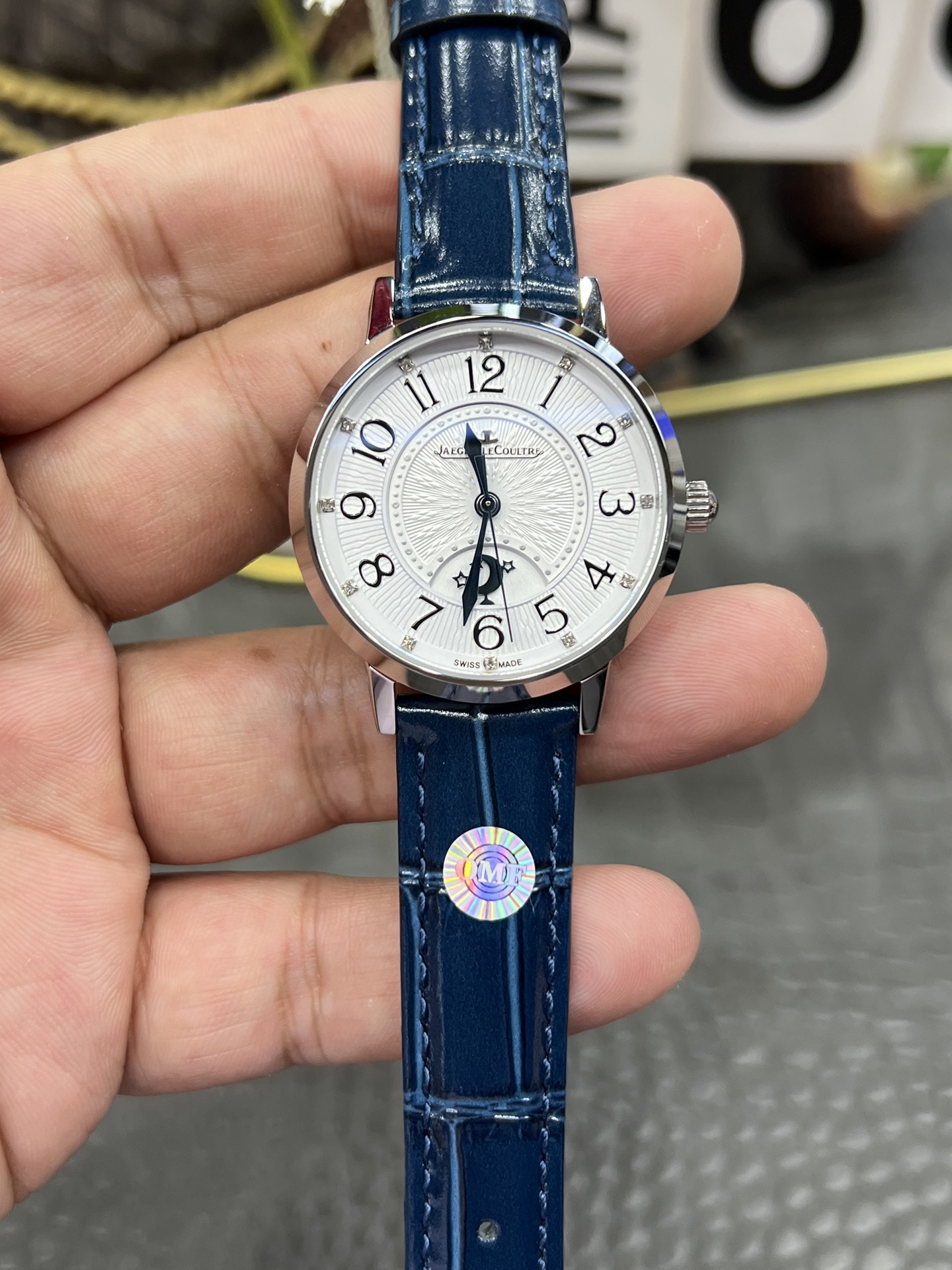 OMF オメガ ジャガー レイコール 腕時計 レディース 自動巻き 34mm ホワイト ブルー - 画像 1