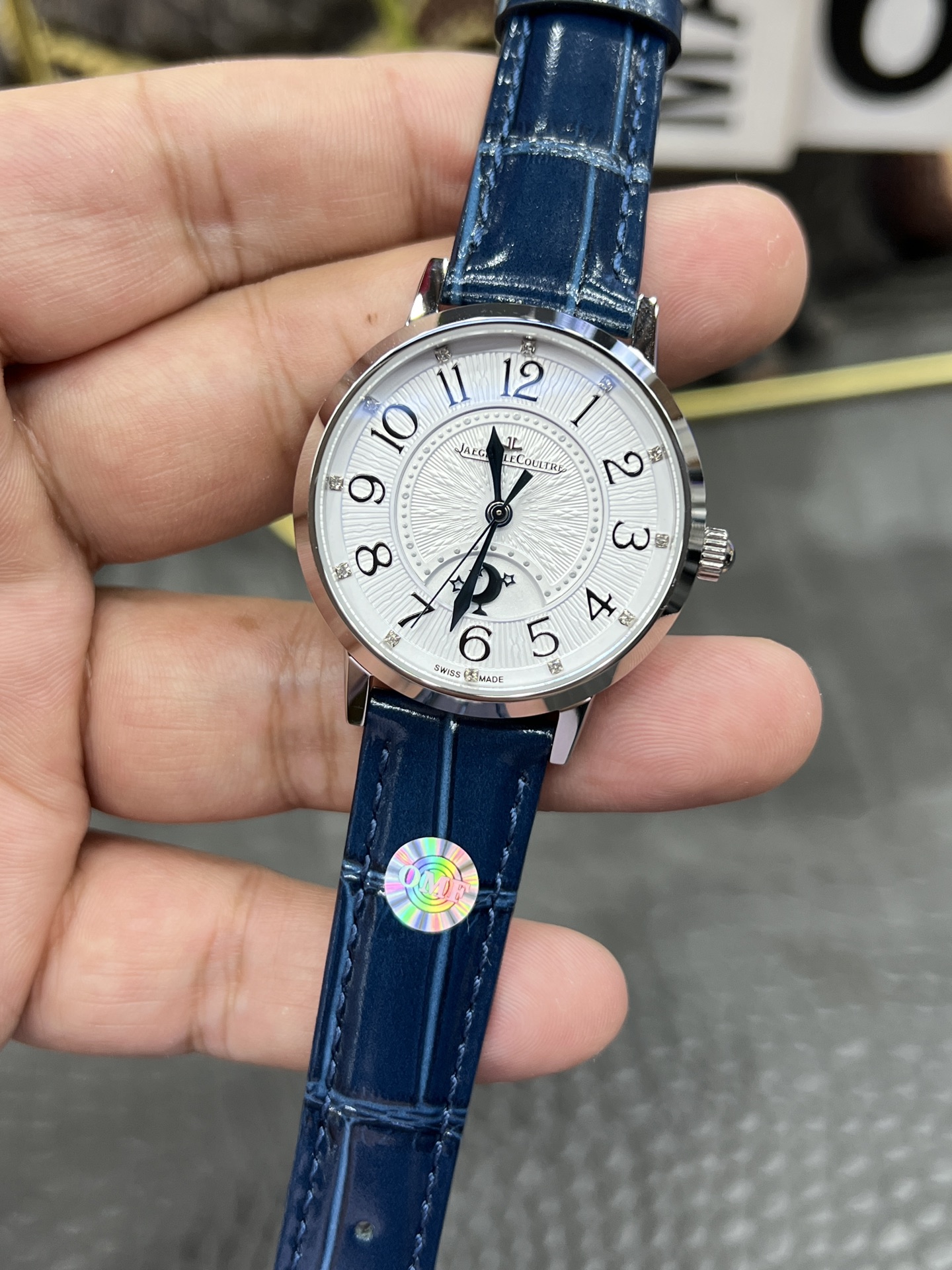 OMF オメガ ジャガー レイコール 腕時計 レディース 自動巻き 34mm ホワイト ブルー - 画像 3