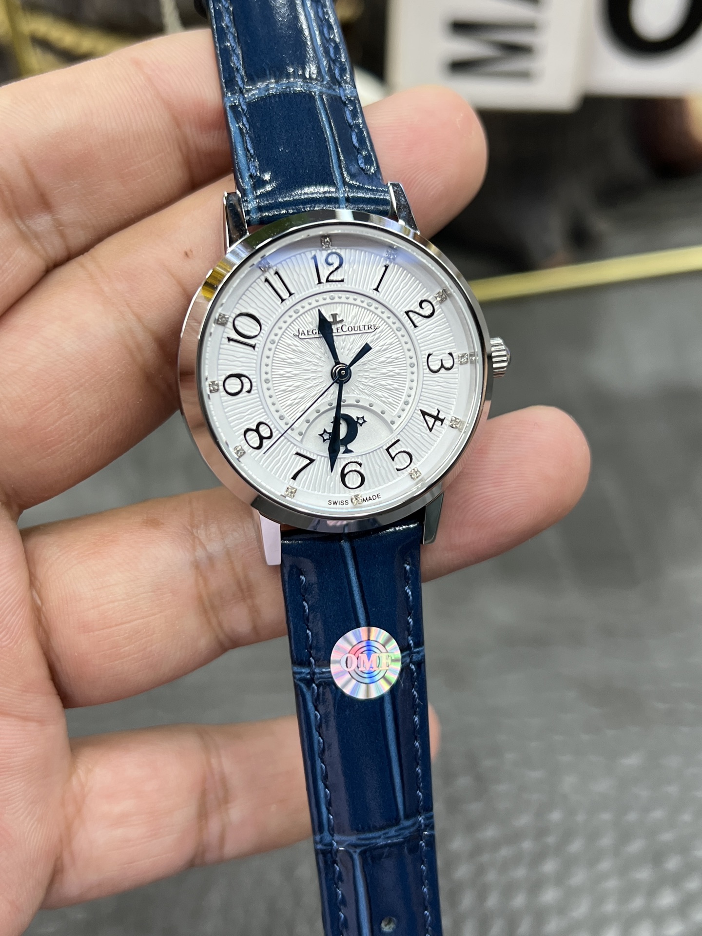 OMF オメガ ジャガー レイコール 腕時計 レディース 自動巻き 34mm ホワイト ブルー - 画像 4