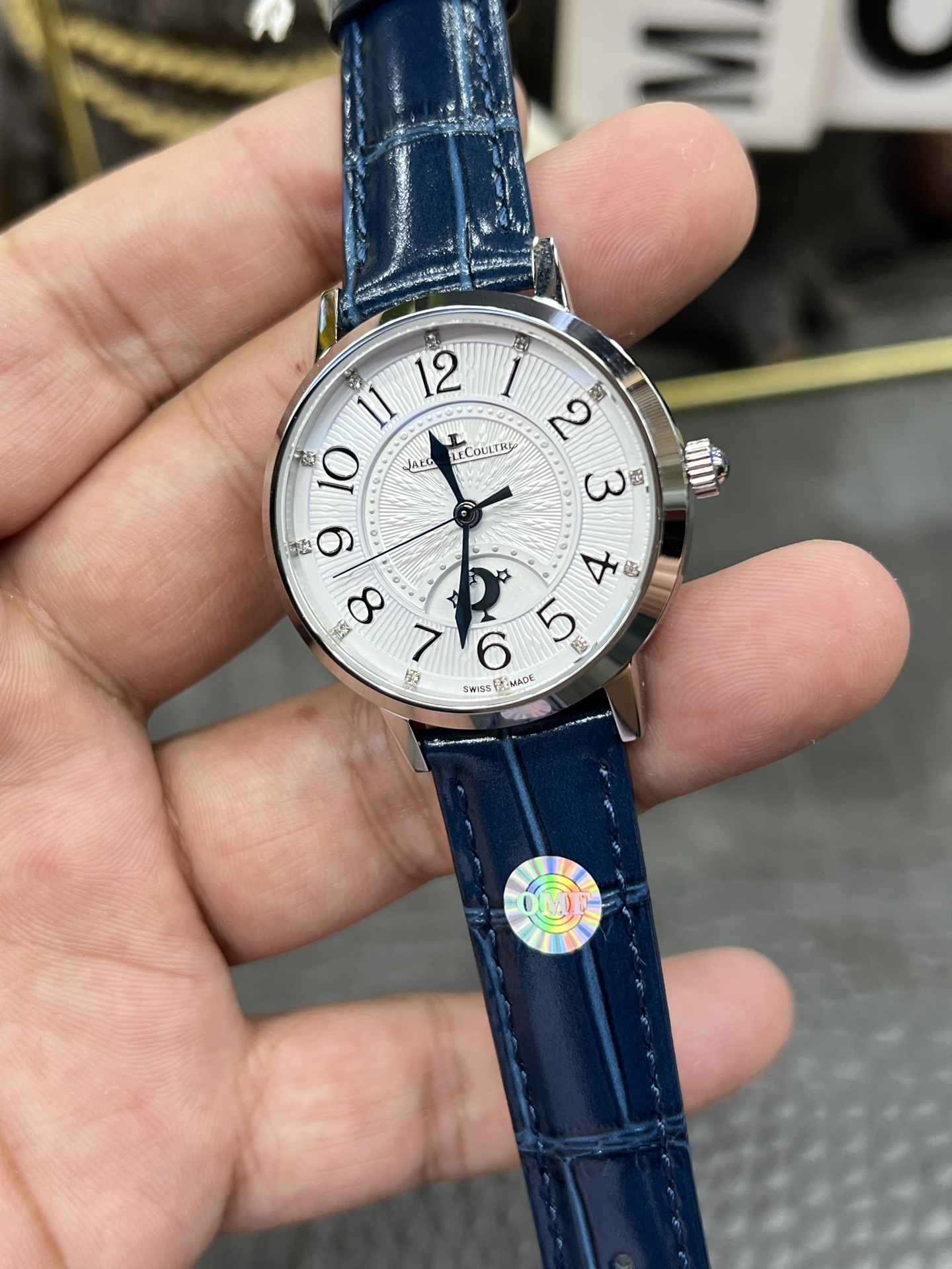 OMF オメガ ジャガー レイコール 腕時計 レディース 自動巻き 34mm ホワイト ブルー - 画像 5