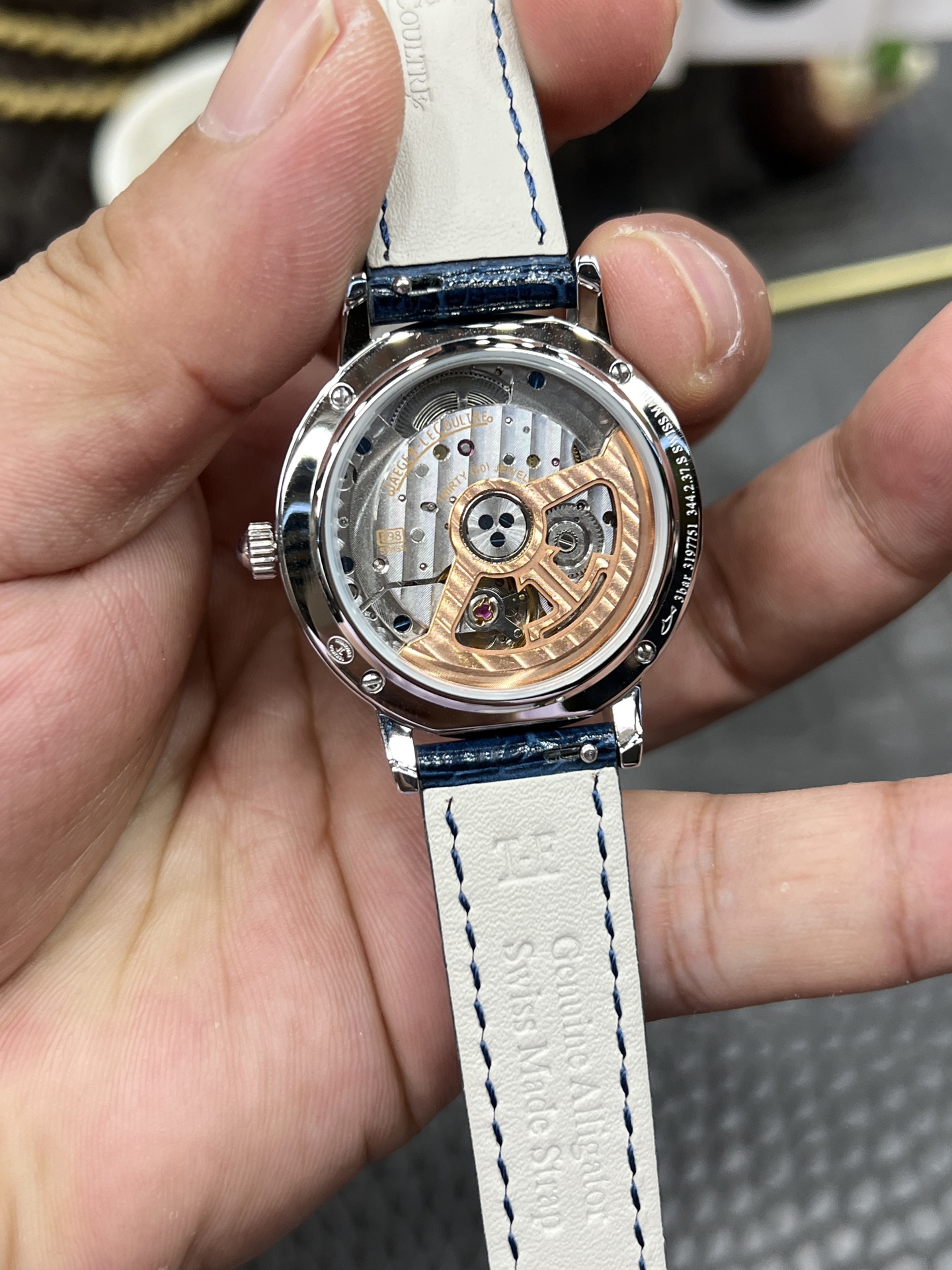 OMF オメガ ジャガー レイコール 腕時計 レディース 自動巻き 34mm ホワイト ブルー - 画像 7