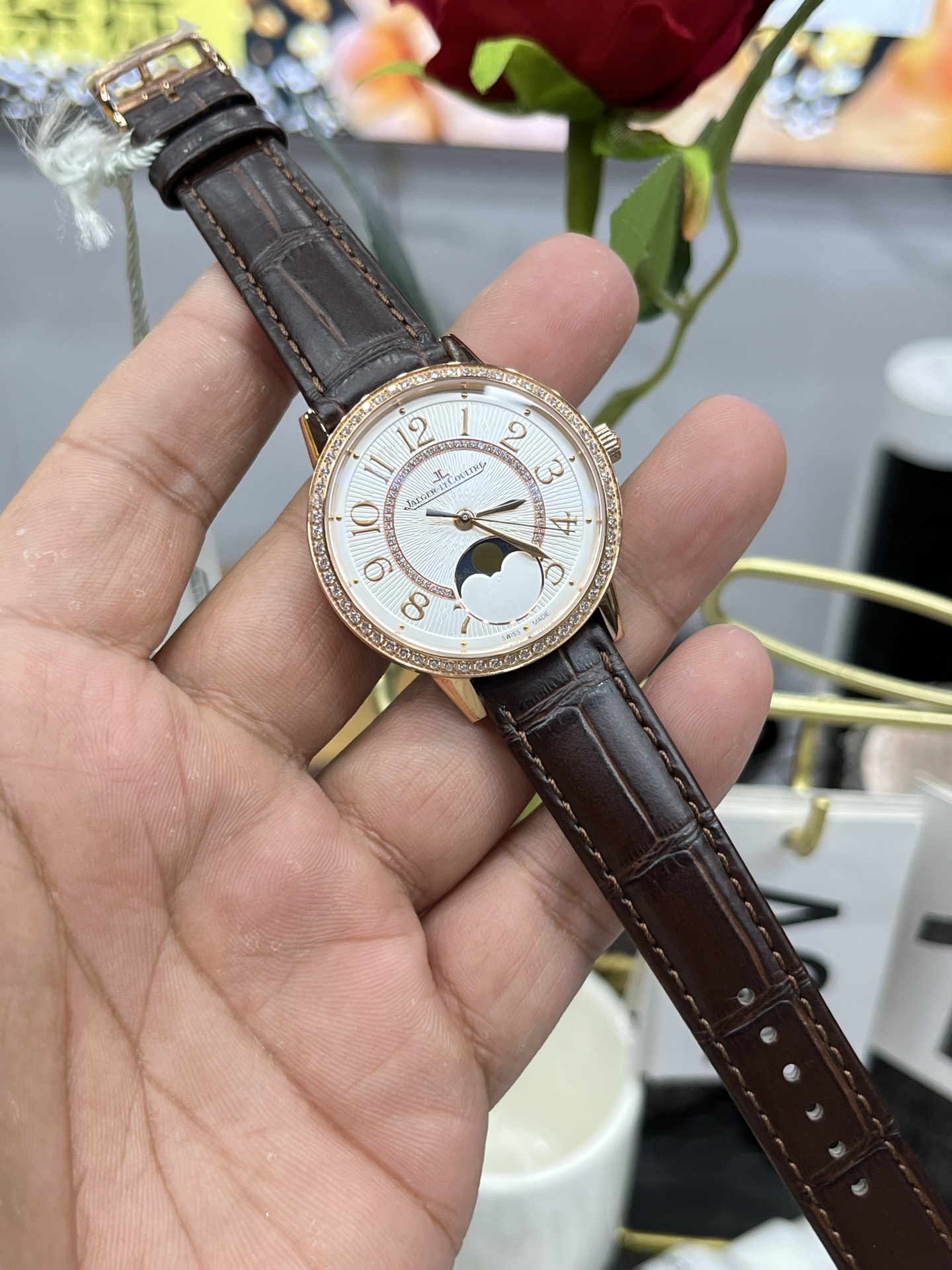 JAEGER-LECOULTRE ジャガー・ルクルト レディース 腕時計 月相表示 自動巻き 36mm ローズゴールド ブラック - 画像 9