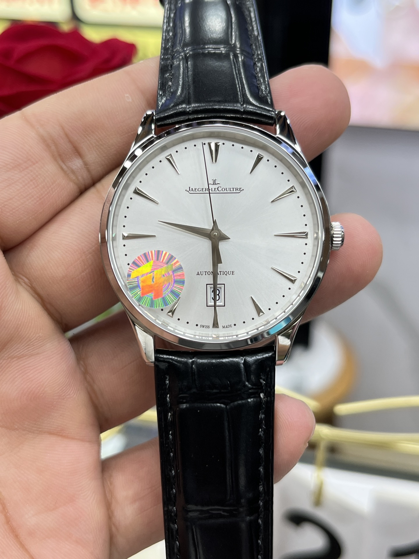 JAEGE R-LECOULTRE ジェイエールルコルト 腕時計 メンズ 自動巻き 機械式 レザーベルト ブラック - 画像 1
