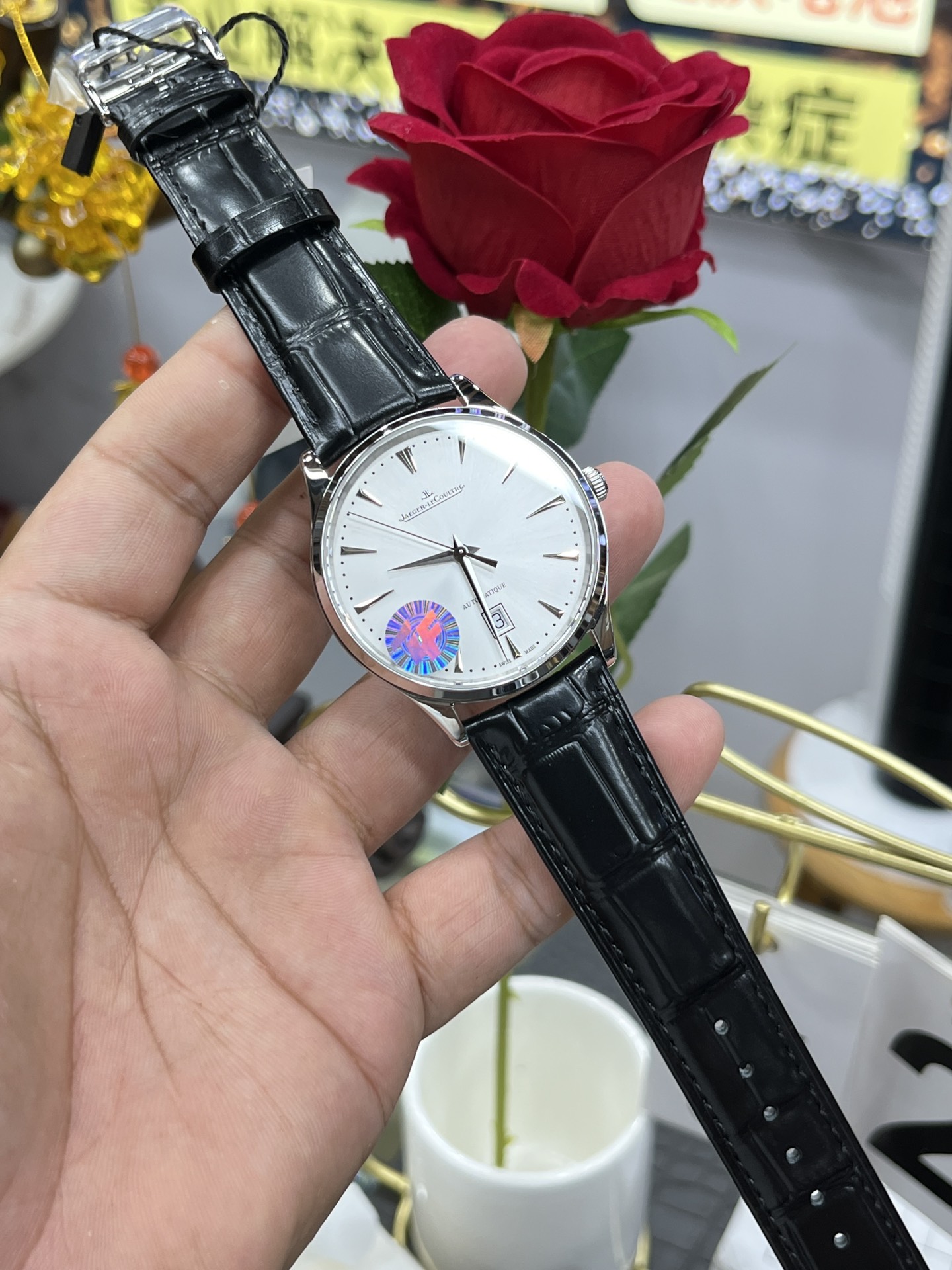JAEGE R-LECOULTRE ジェイエールルコルト 腕時計 メンズ 自動巻き 機械式 レザーベルト ブラック - 画像 9