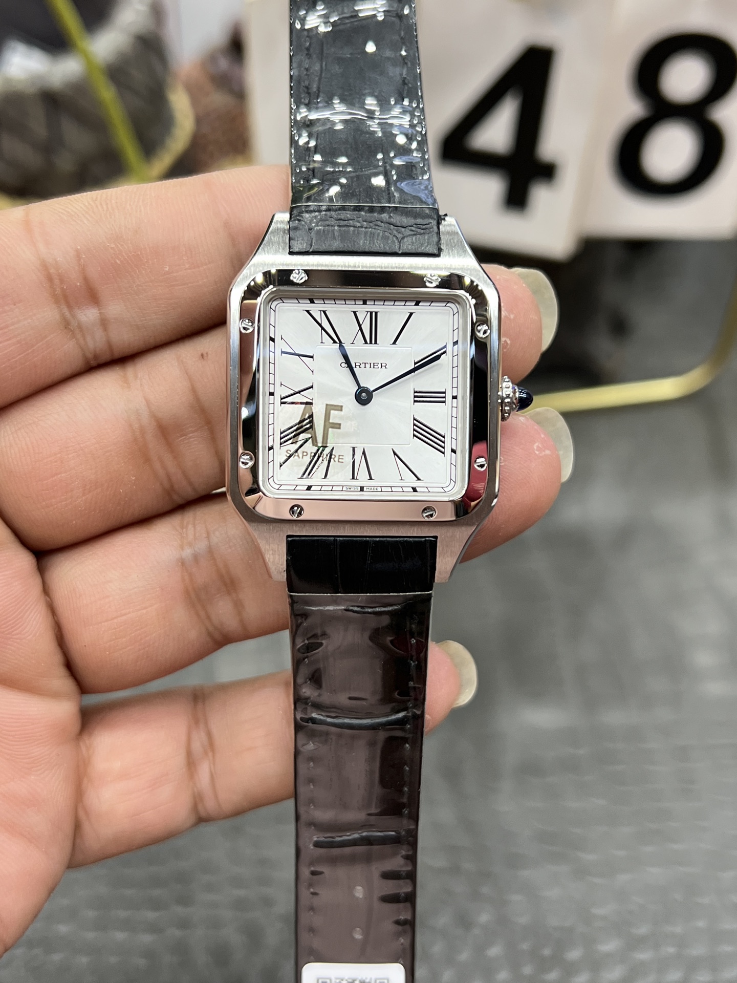 CARTIER カルティエ サンダース 腕時計 メンズ 41.9mm シルバー ブラック