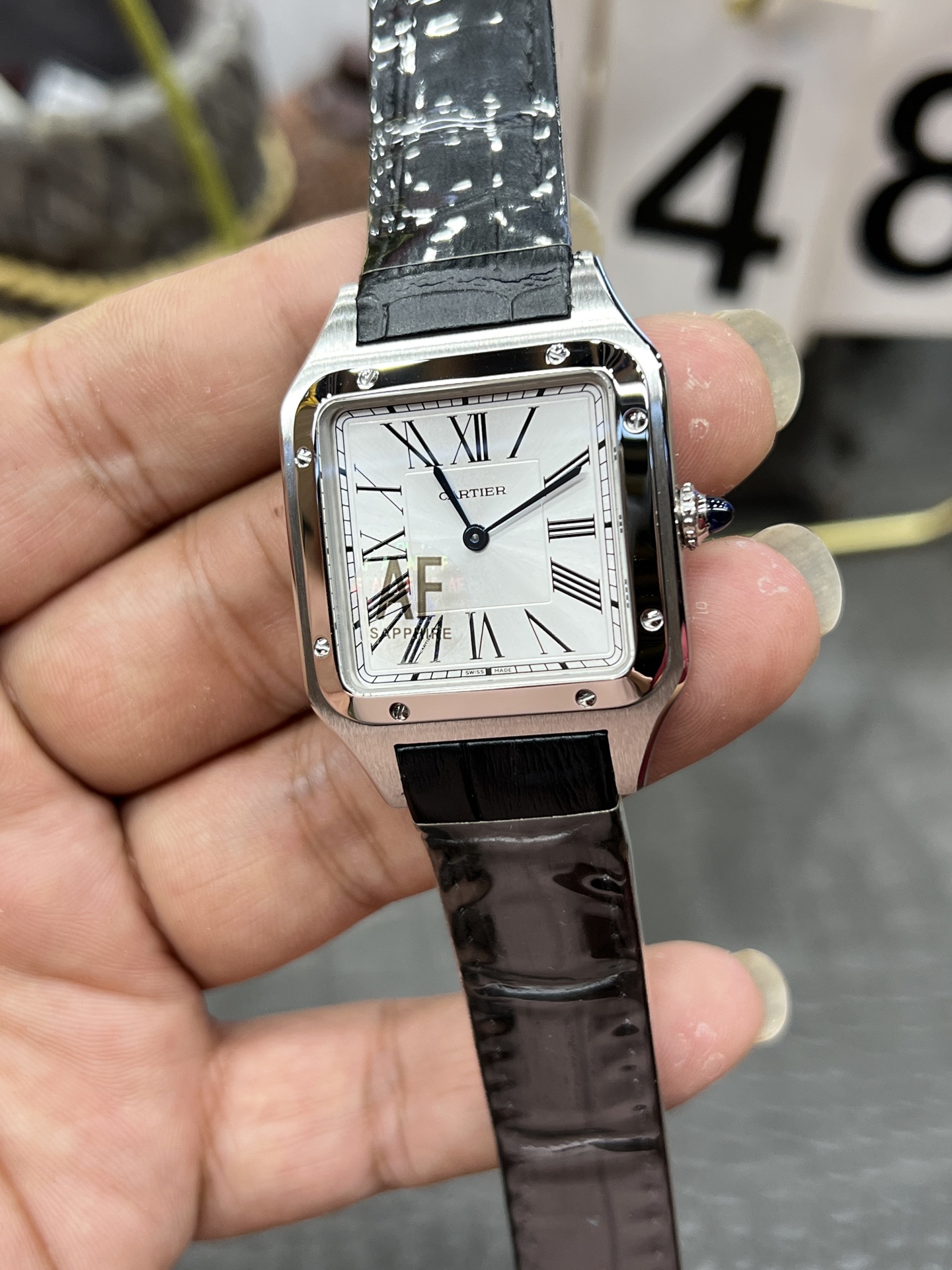CARTIER カルティエ サンダース 腕時計 メンズ 41.9mm シルバー ブラック - 画像 4