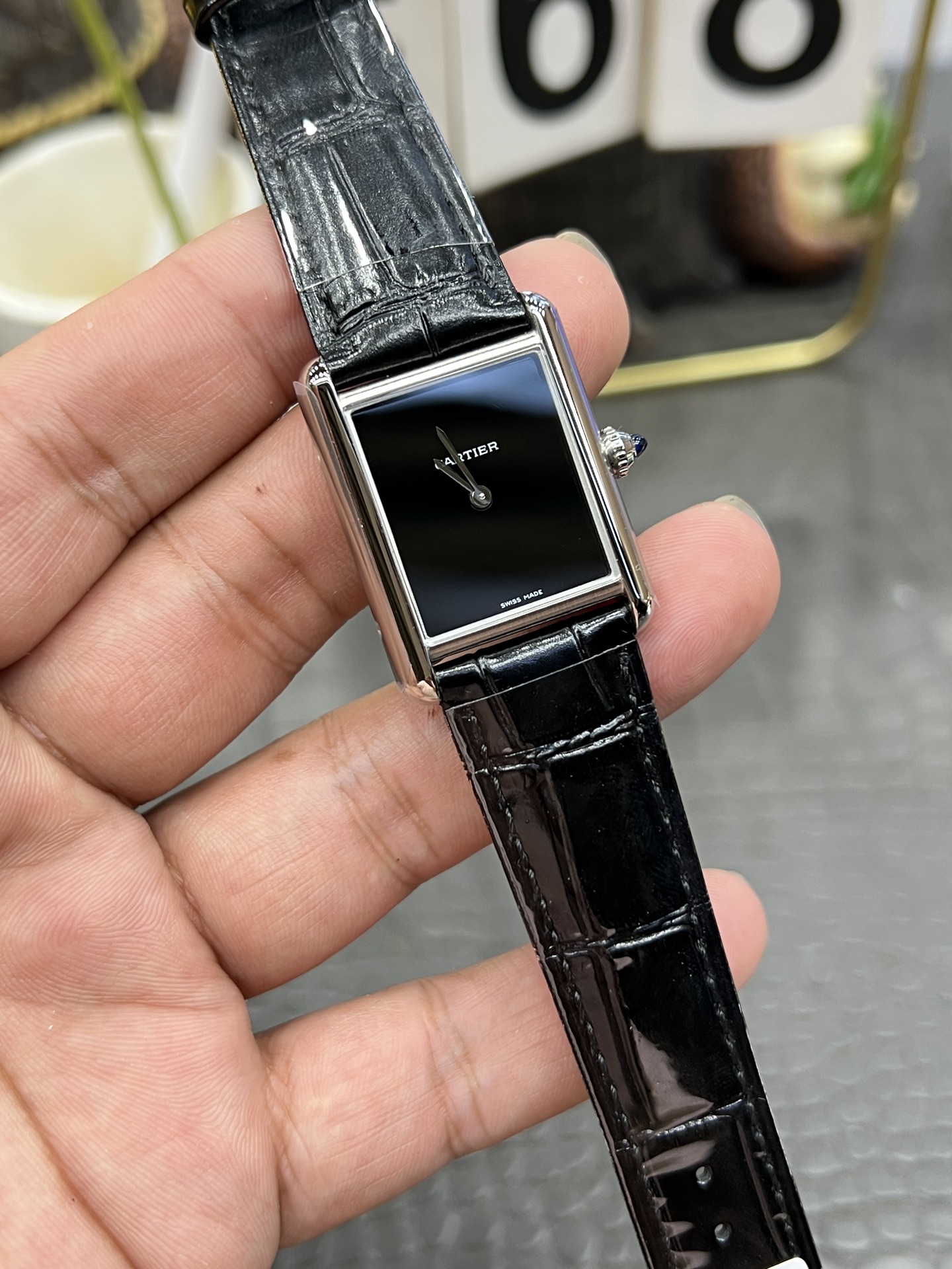 CARTIER カルティエ タンク 腕時計 レディース ブラック ブラック - 画像 2