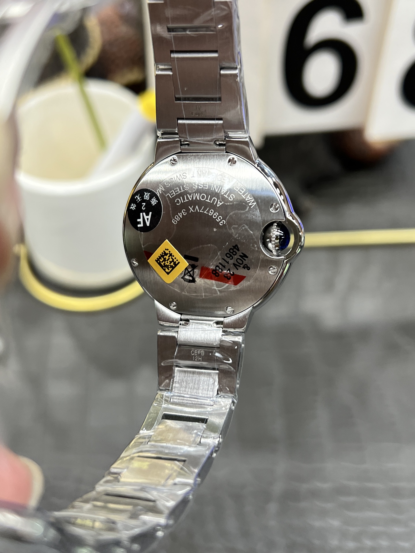 AF カルティエ ブルーバルloon 腕時計 レディース 自動巻き 機械式 33mm ステンレススチール ブルーグレー - 画像 2
