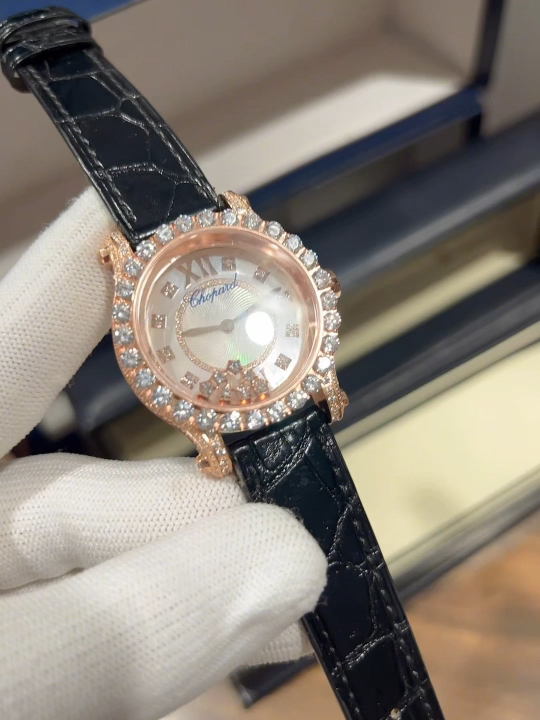 CHOPARD ショパード ハッピーダイアモンド 腕時計 レディース 自動巻き 機械式 ローズゴールド ブラック