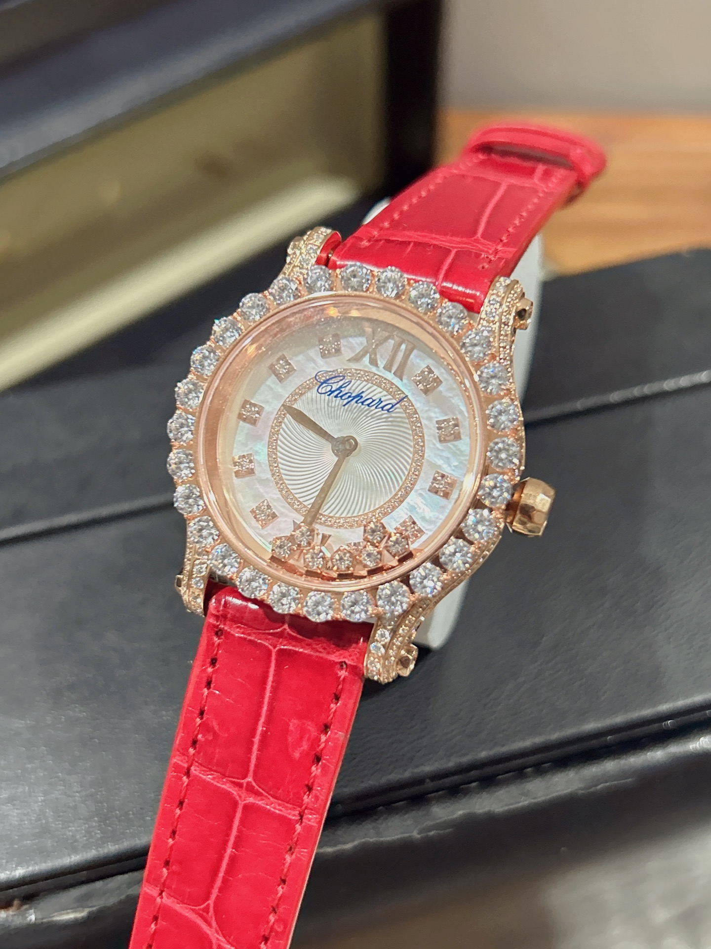CHOPARD ショパール レディース 腕時計 ラグジュアリー 自動巻き ダイヤモンド レザーベルト 全6色 - 画像 7