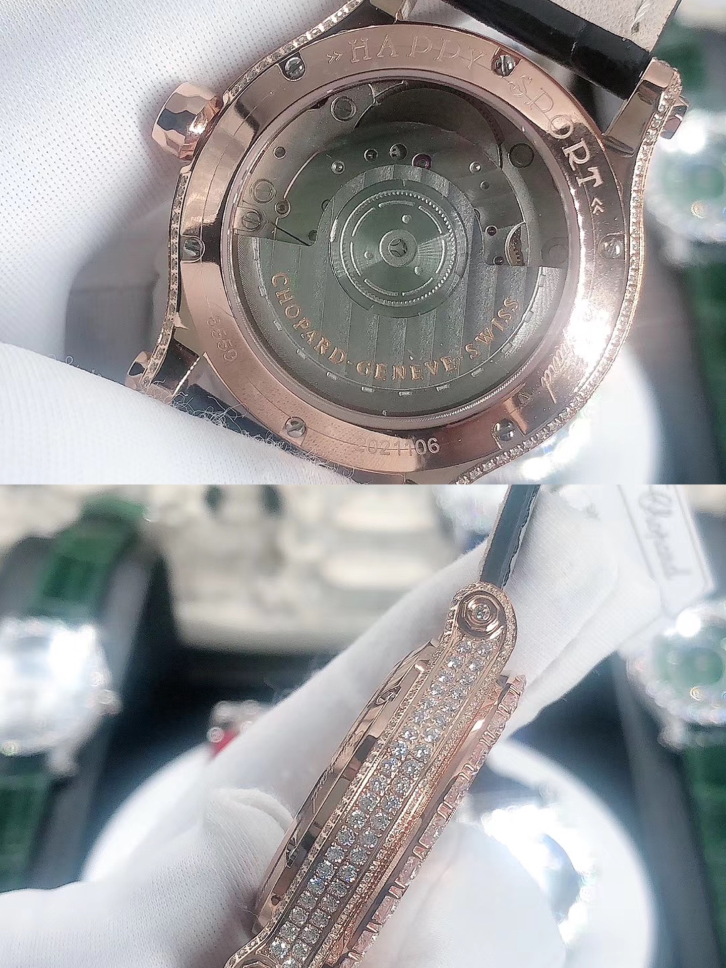 CHOPARD ショパール レディース 腕時計 ラグジュアリー 自動巻き ダイヤモンド レザーベルト 全6色 - 画像 9