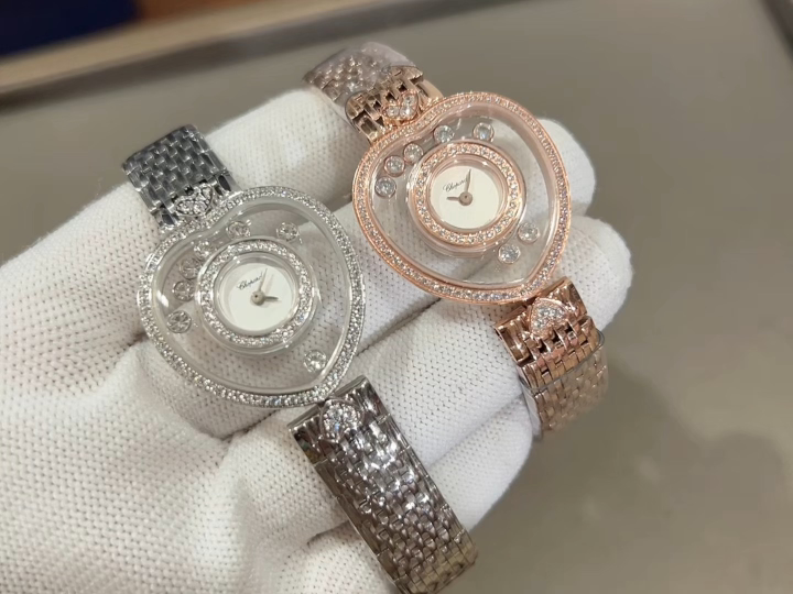 CHOPARD ショパール ハッピーダイヤモンド 腕時計 レディース 心型 ダイヤモンド プラチナ ローズゴールド 全2色 - 画像 4