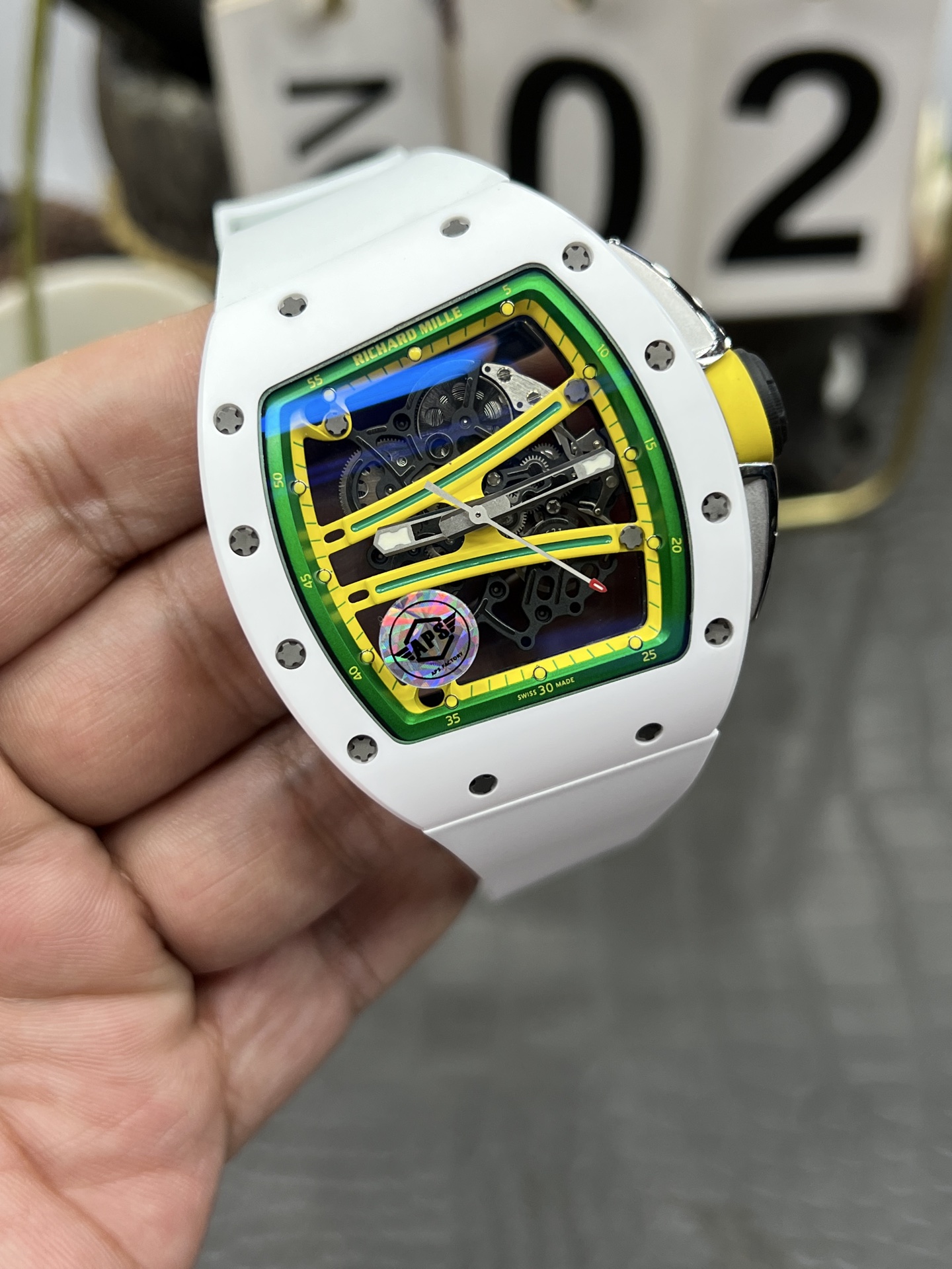 RICHARD MILLE リチャードミル 腕時計 メンズ 自動巻き 機械式 41mm ホワイト ブラック グリーン レッド - 画像 2