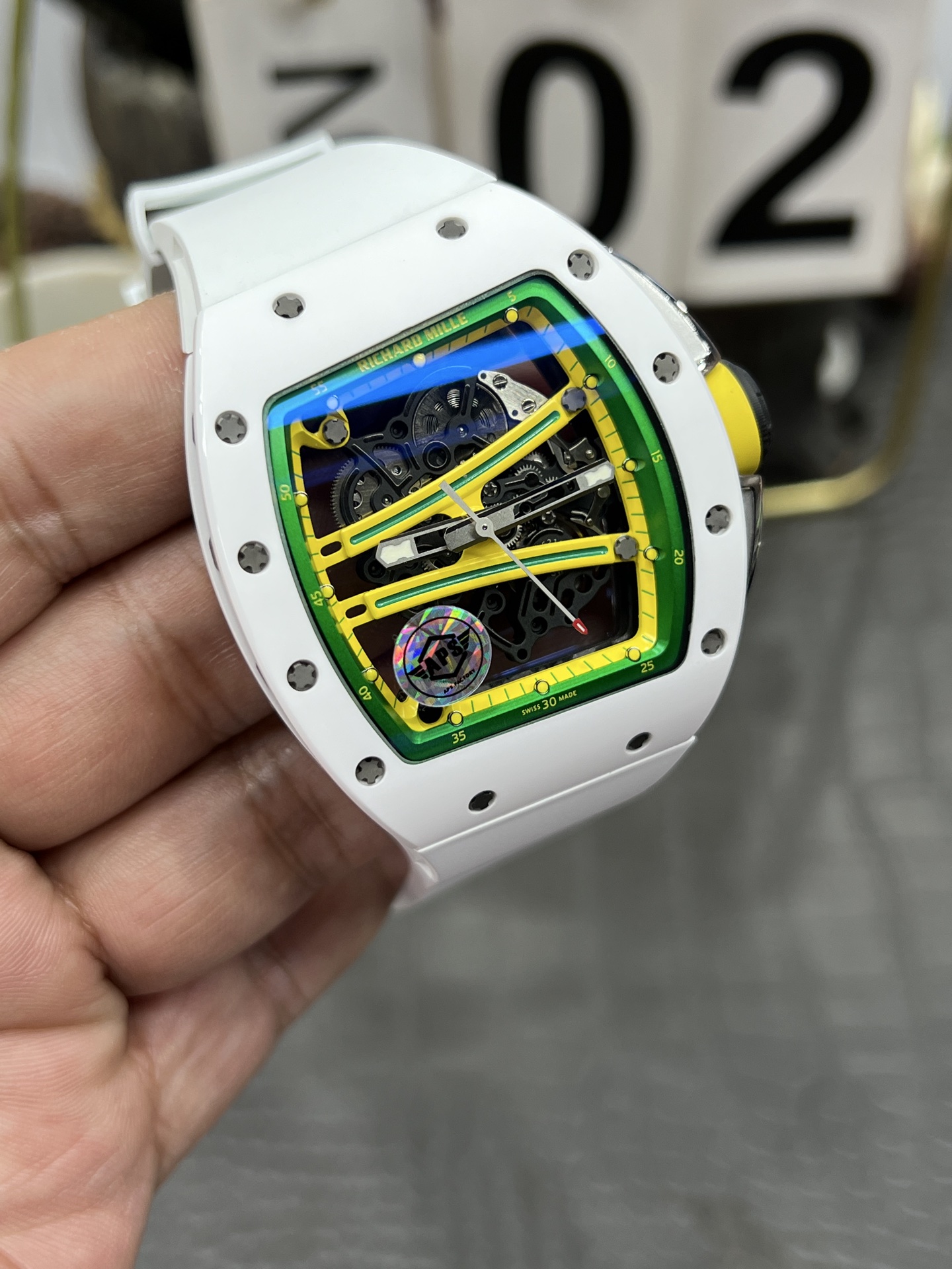 RICHARD MILLE リチャードミル 腕時計 メンズ 自動巻き 機械式 41mm ホワイト ブラック グリーン レッド - 画像 3