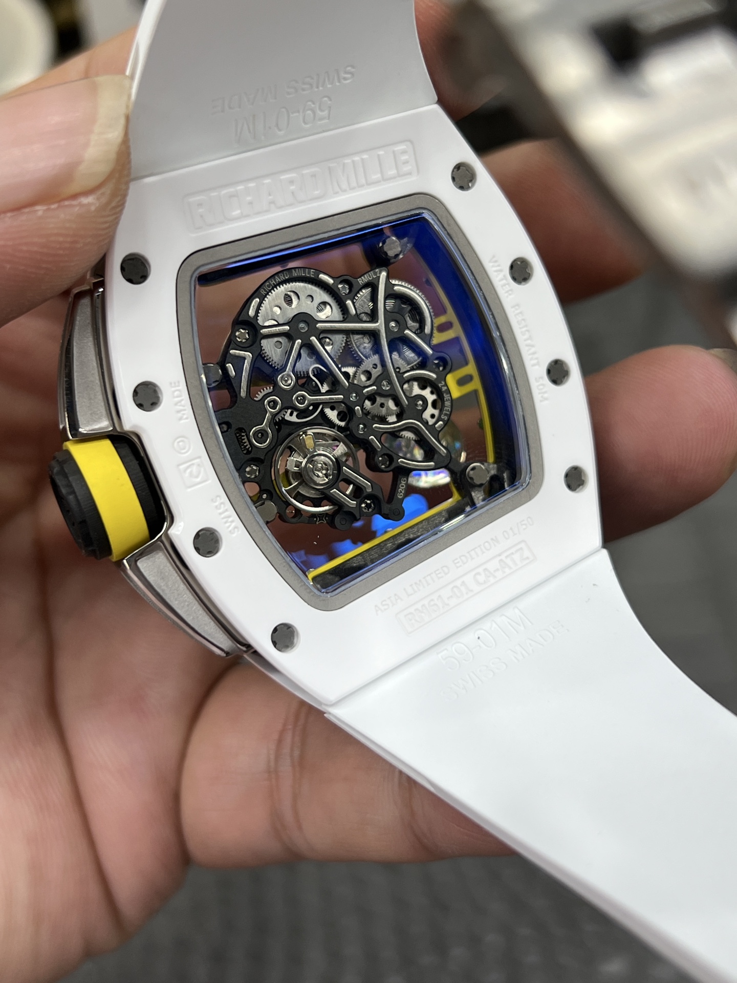 RICHARD MILLE リチャードミル 腕時計 メンズ 自動巻き 機械式 41mm ホワイト ブラック グリーン レッド - 画像 7