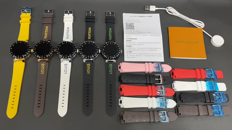 LOUIS VUITTON ルイヴィトン 時計 360度無死角 スマートウォッチ 1.2インチ AMOLED ブラック レッド ホワイト イエロー ピンク グリーン ブラウン 全7色 - 画像 1