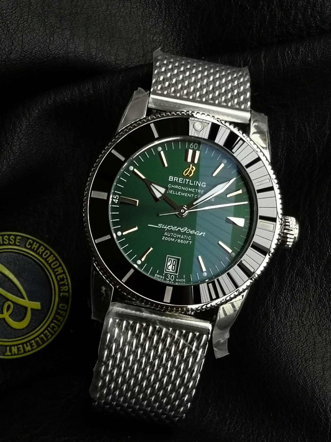 BREITLING ブライトリング スーパーオーシャン 腕時計 メンズ 自動巻き 機械式 メッシュバンド グリーン - 画像 3