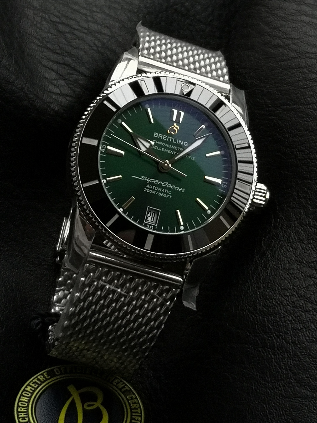 BREITLING ブライトリング スーパーオーシャン 腕時計 メンズ 自動巻き 機械式 メッシュバンド グリーン - 画像 4
