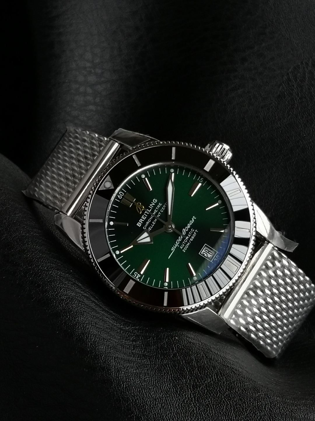 BREITLING ブライトリング スーパーオーシャン 腕時計 メンズ 自動巻き 機械式 メッシュバンド グリーン - 画像 6