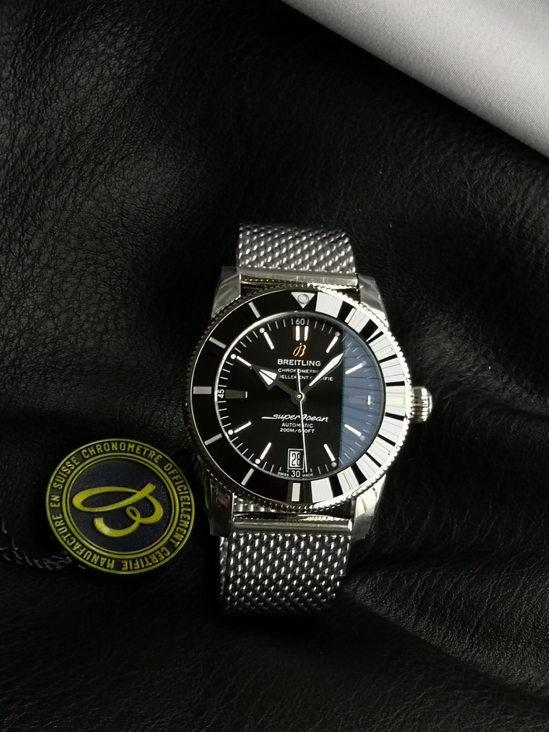 BREITLING ブライトリング スーパーオーシャン 腕時計 メンズ 自動巻き 機械式 メッシュベルト ブラック